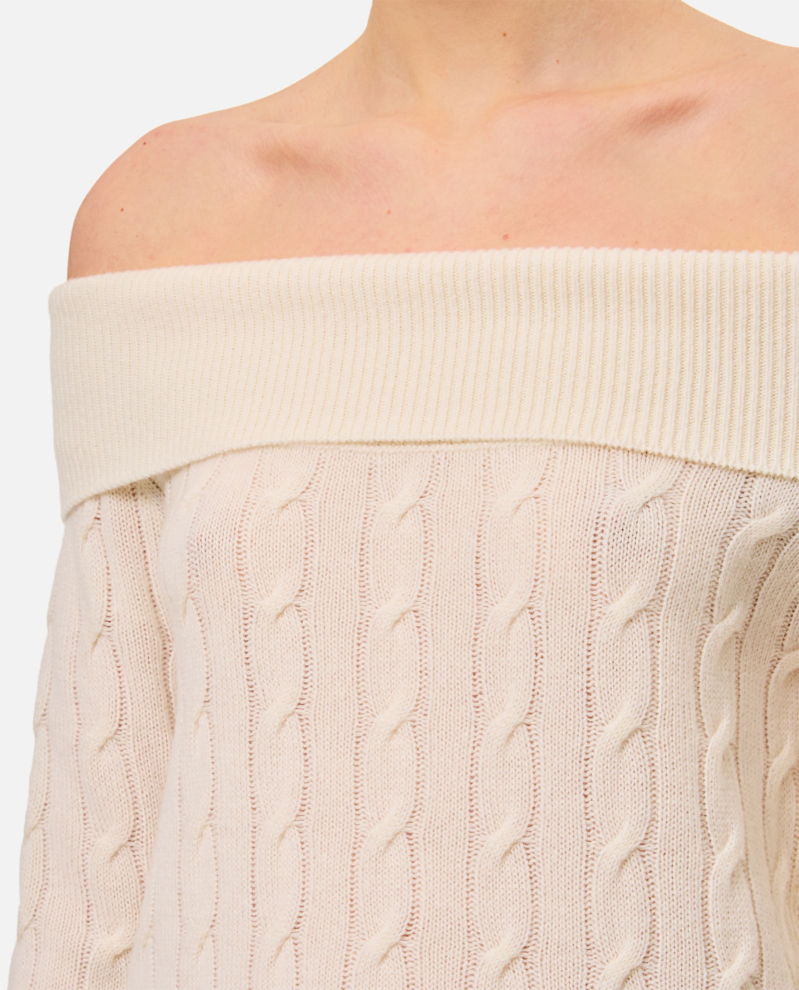 Shop Polo Ralph Lauren Off Shoulder Knit In White