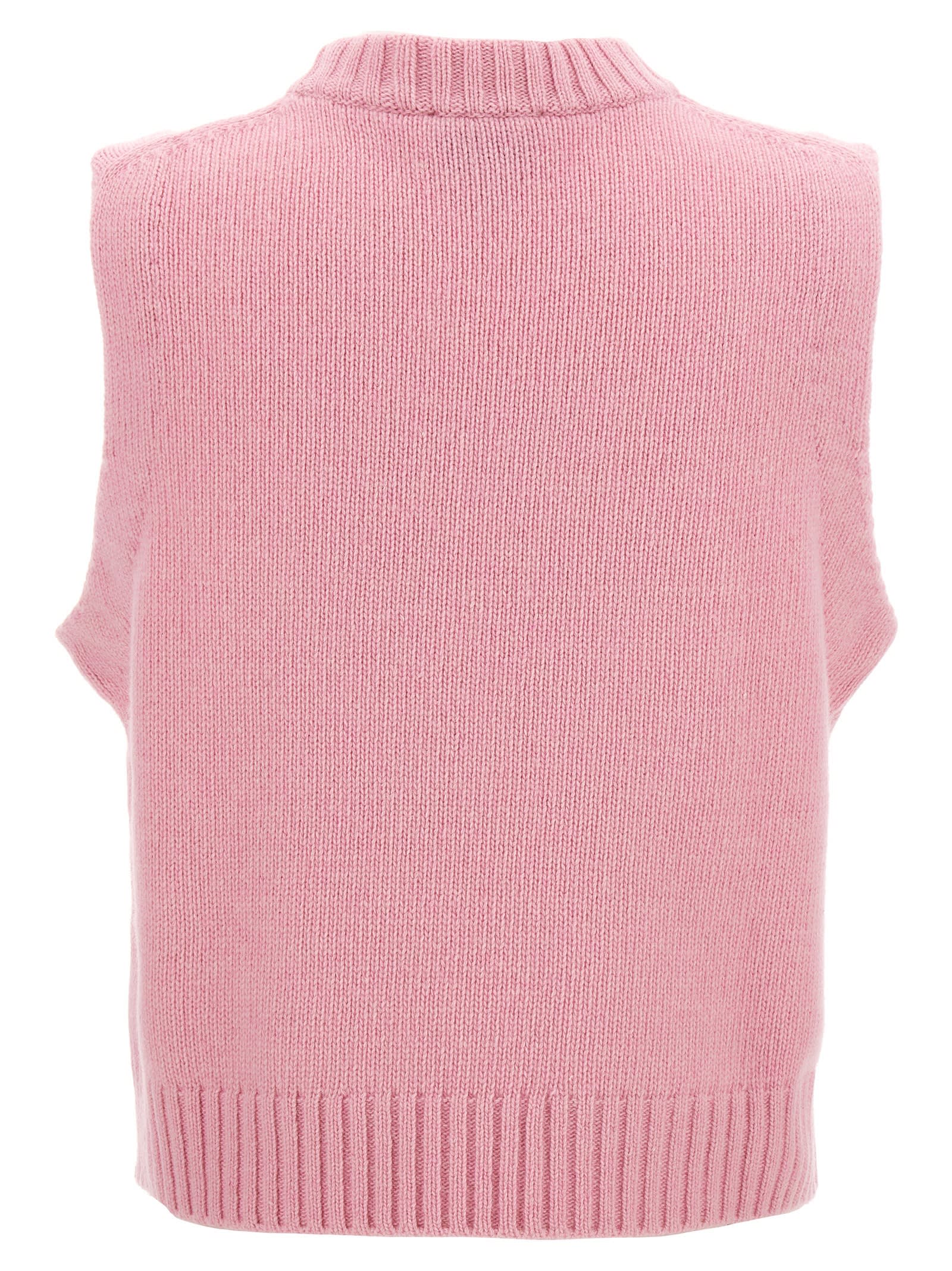 Shop Ganni Lurex Logo Vest In Pink