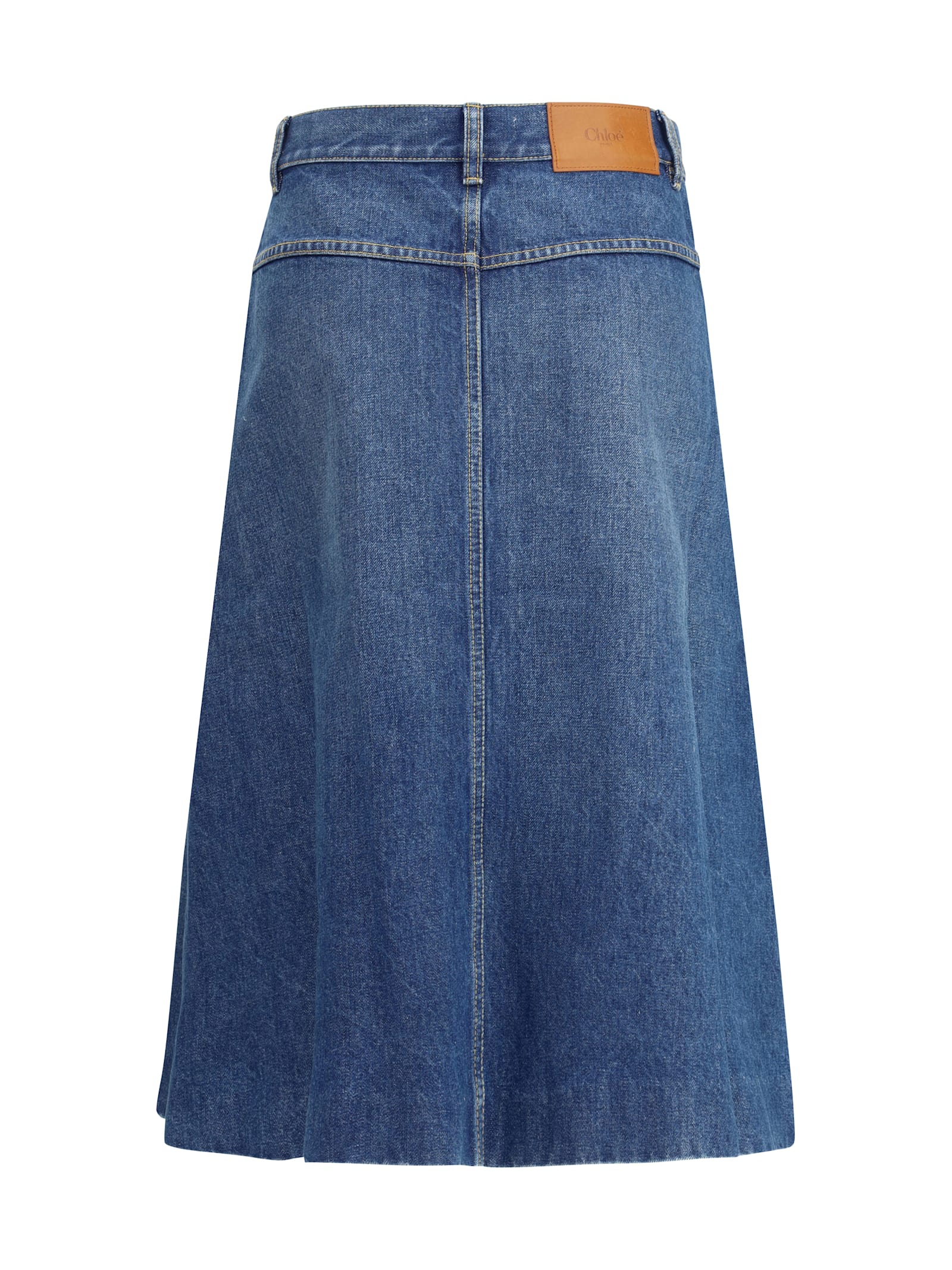 Chloé Knee-length Skirt In Washed Blue Denim Women In Blue