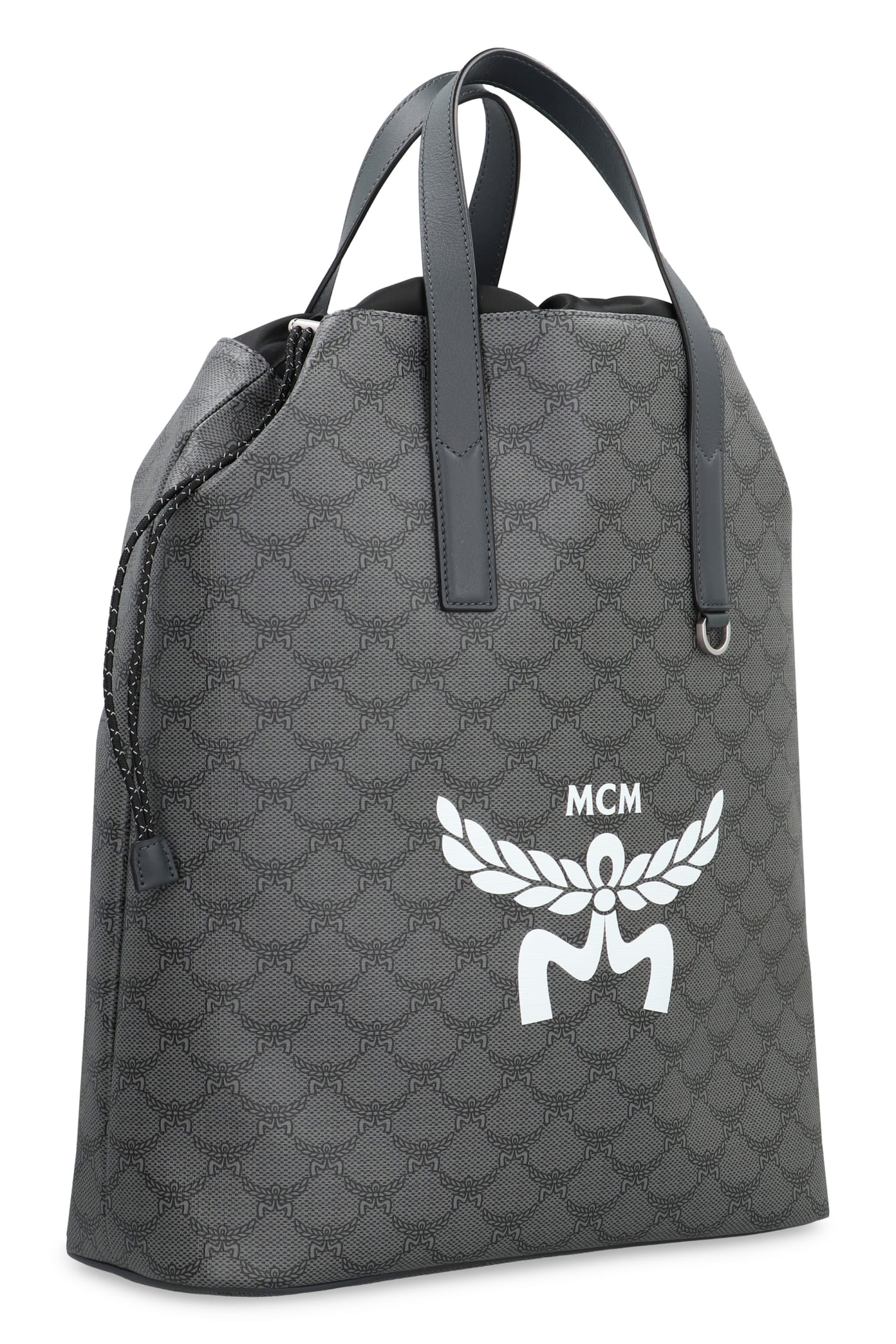 Shop Mcm Himmel Faux Leather Backpack In Grey