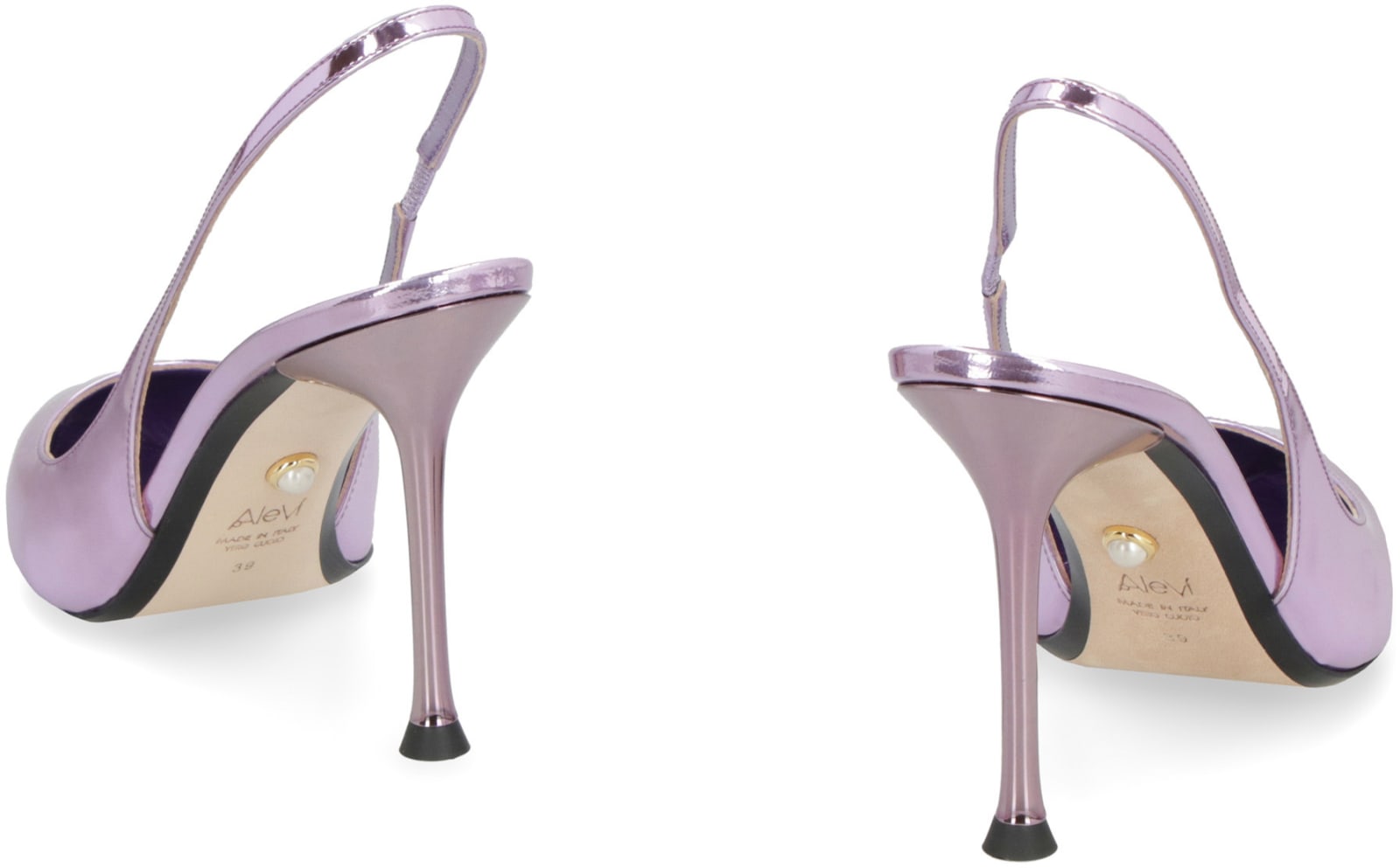 Shop Alevì Sally Leather Slingback Pumps In Purple