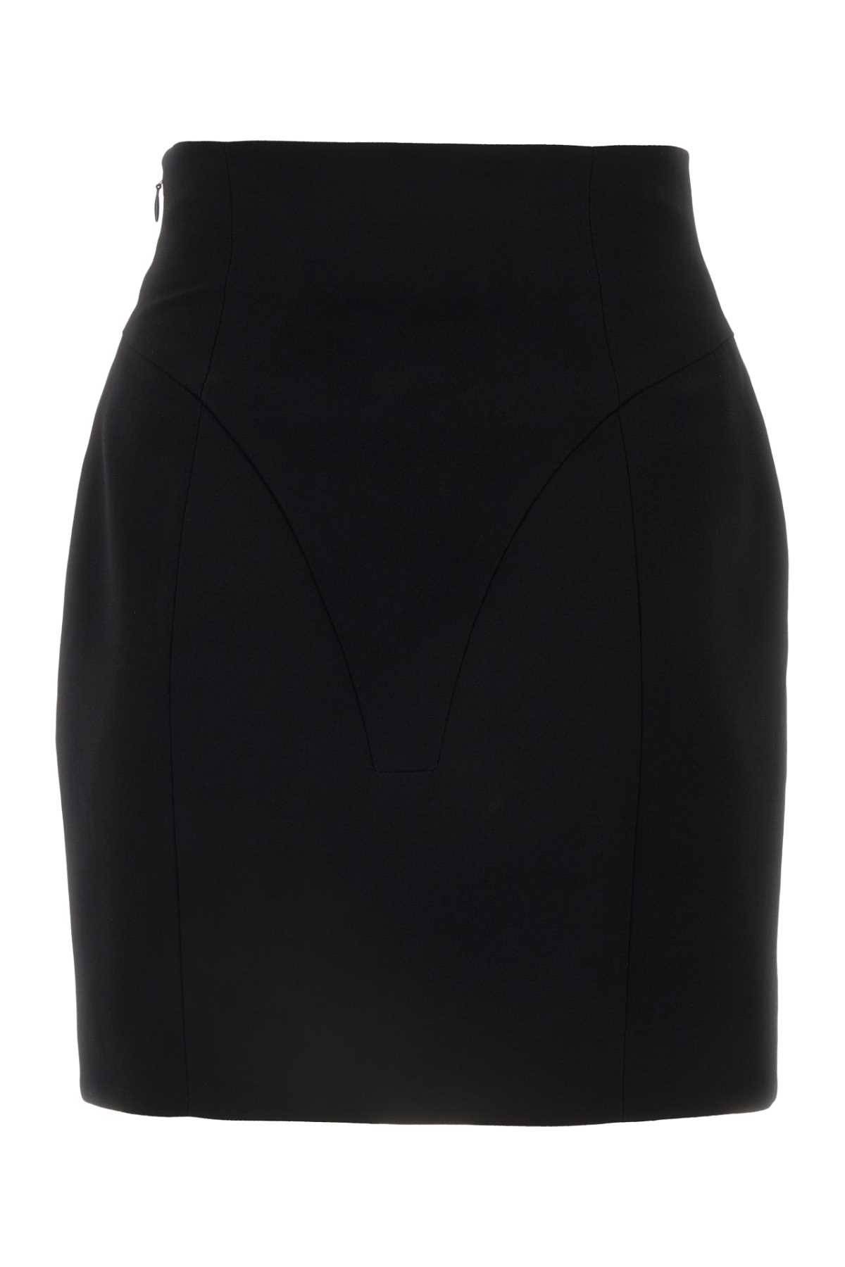 Shop Balmain Black Viscose Mini Skirt In Noir