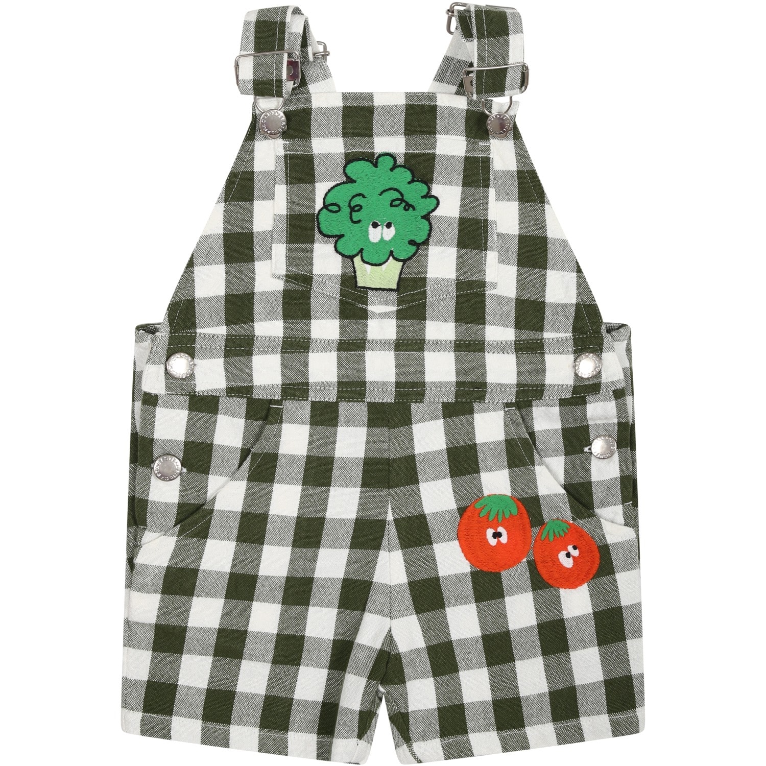 Stella Mccartney Green Dungarees For Baby Boy With All-over Pattern
