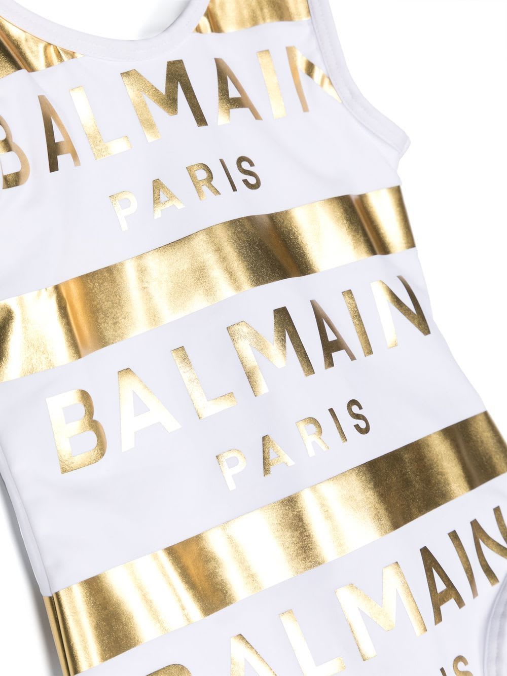 Shop Balmain Swimsuit With Logo In White