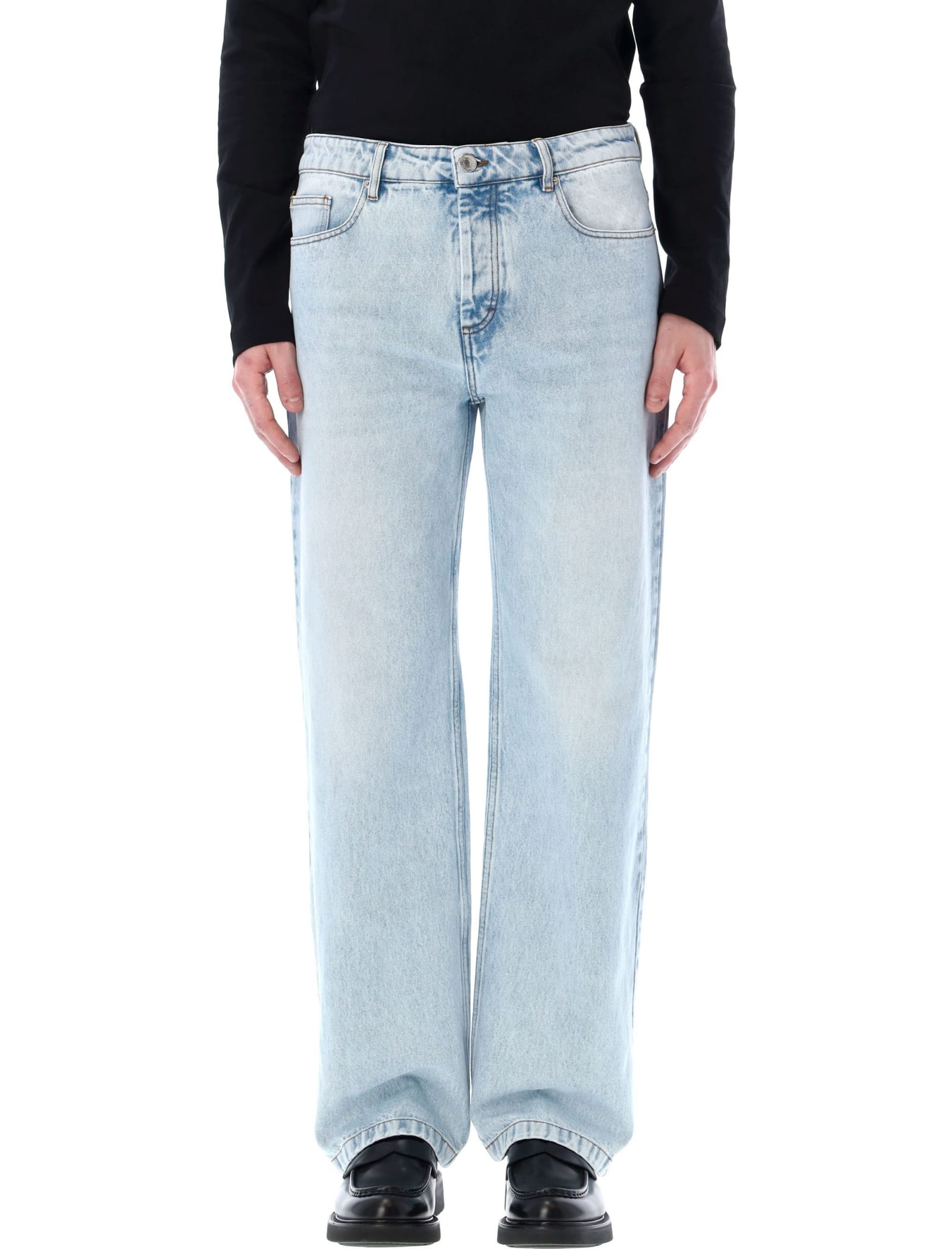 Shop Ami Alexandre Mattiussi Regular 5 Pockets Jeans In Bleu Javel