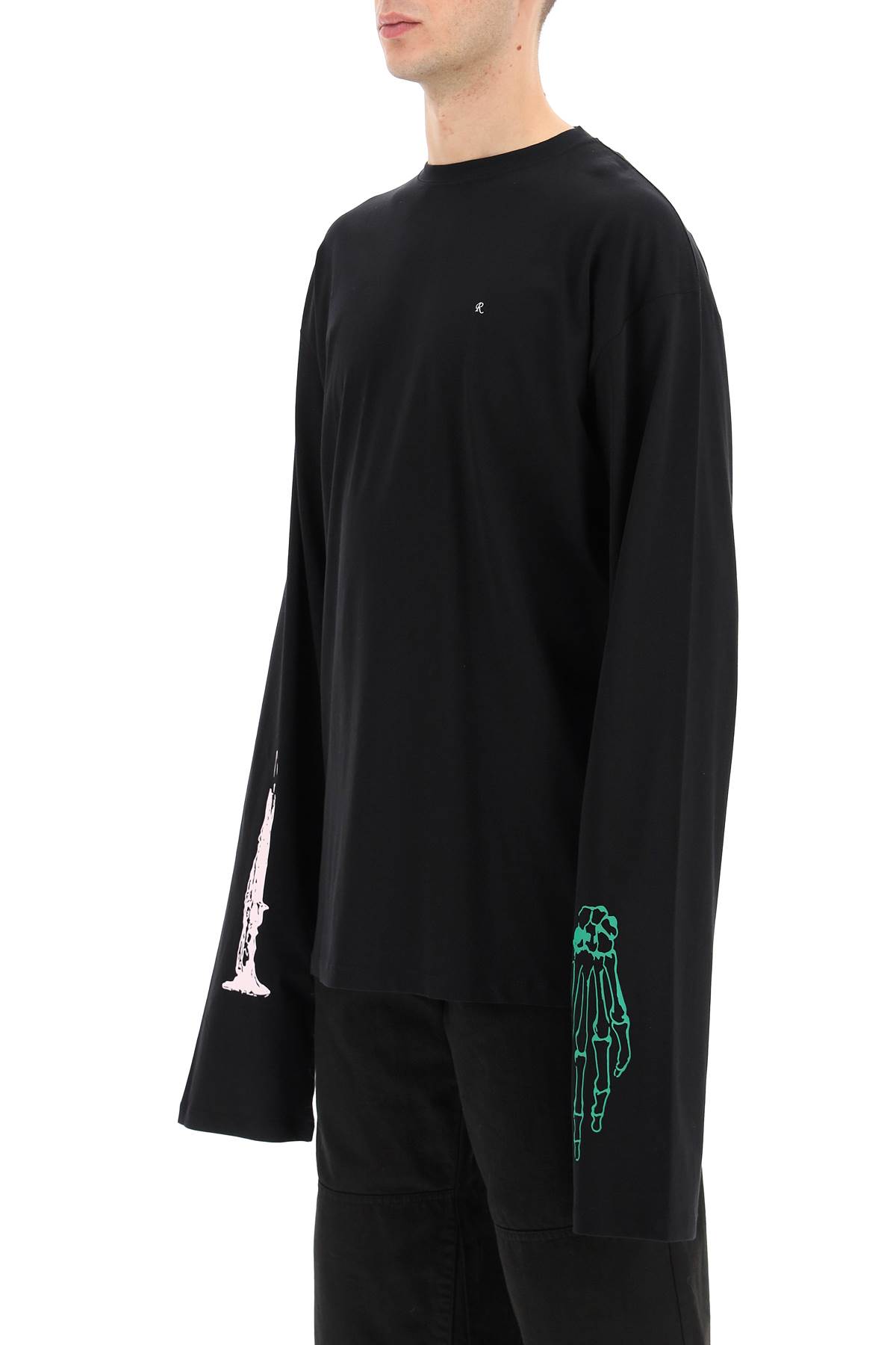 Raf Simons Extreme Long Sleeve T-shirt Skeleton Hand In Black