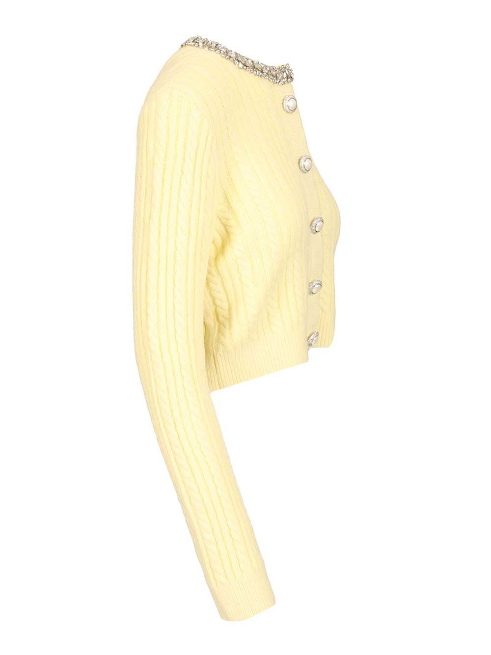 Self-portrait Alpaca Cardigan In Yellow