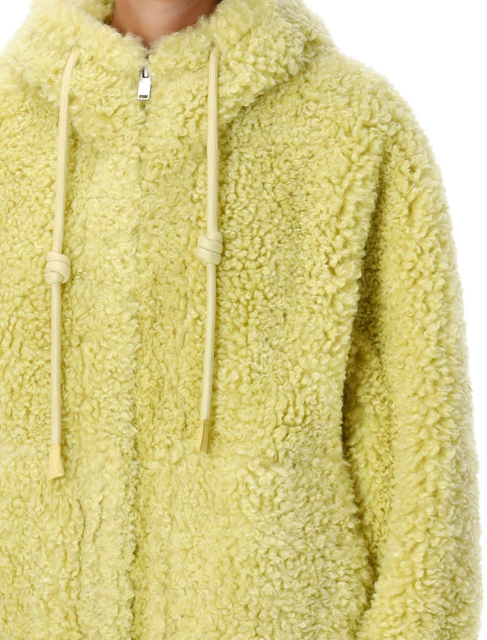 Shop Urbancode Hooded Eco Fur Jacket In Zest