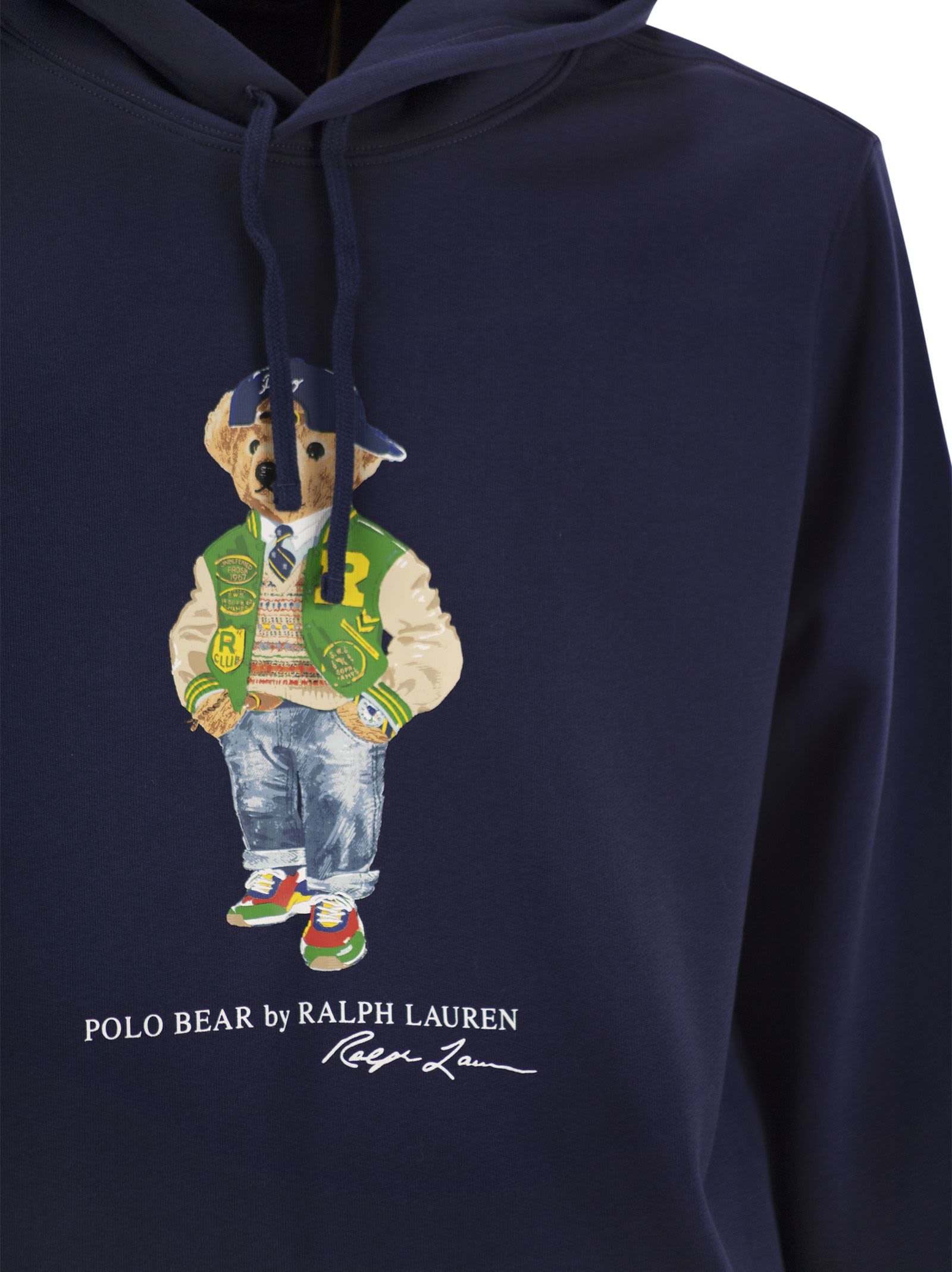 Shop Polo Ralph Lauren Polo Bear Fleece With Hood In Blue