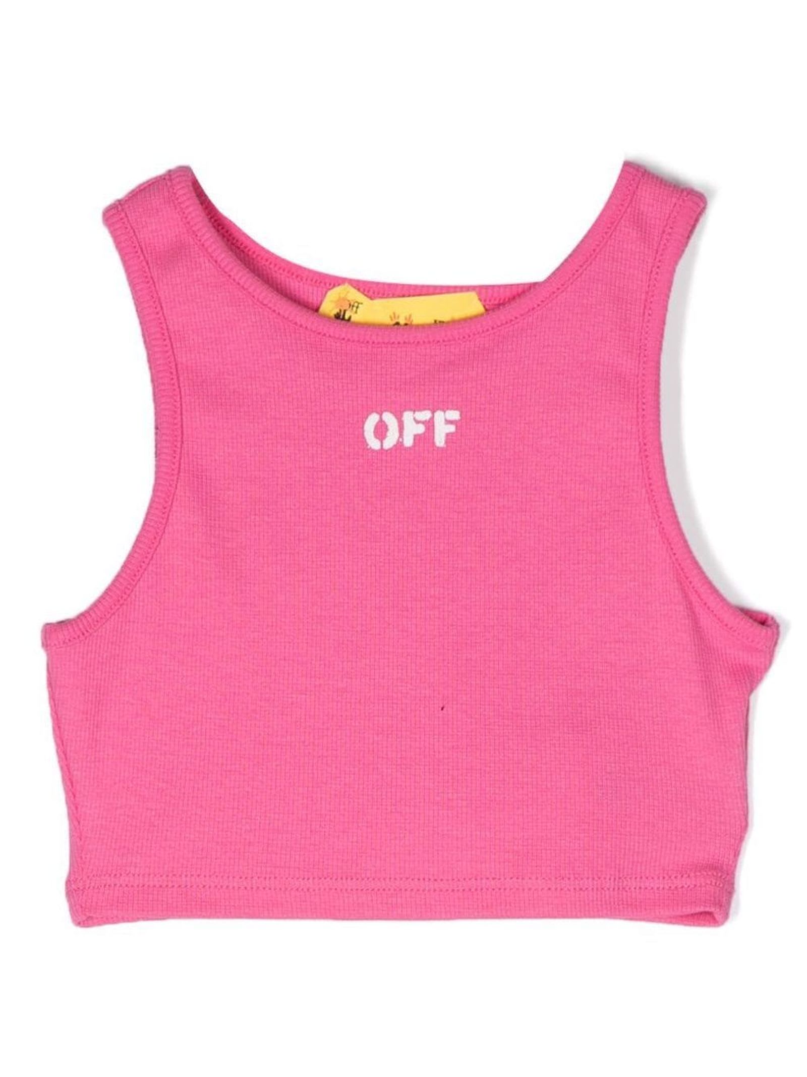 Off-White Pink Cotton Tank Top