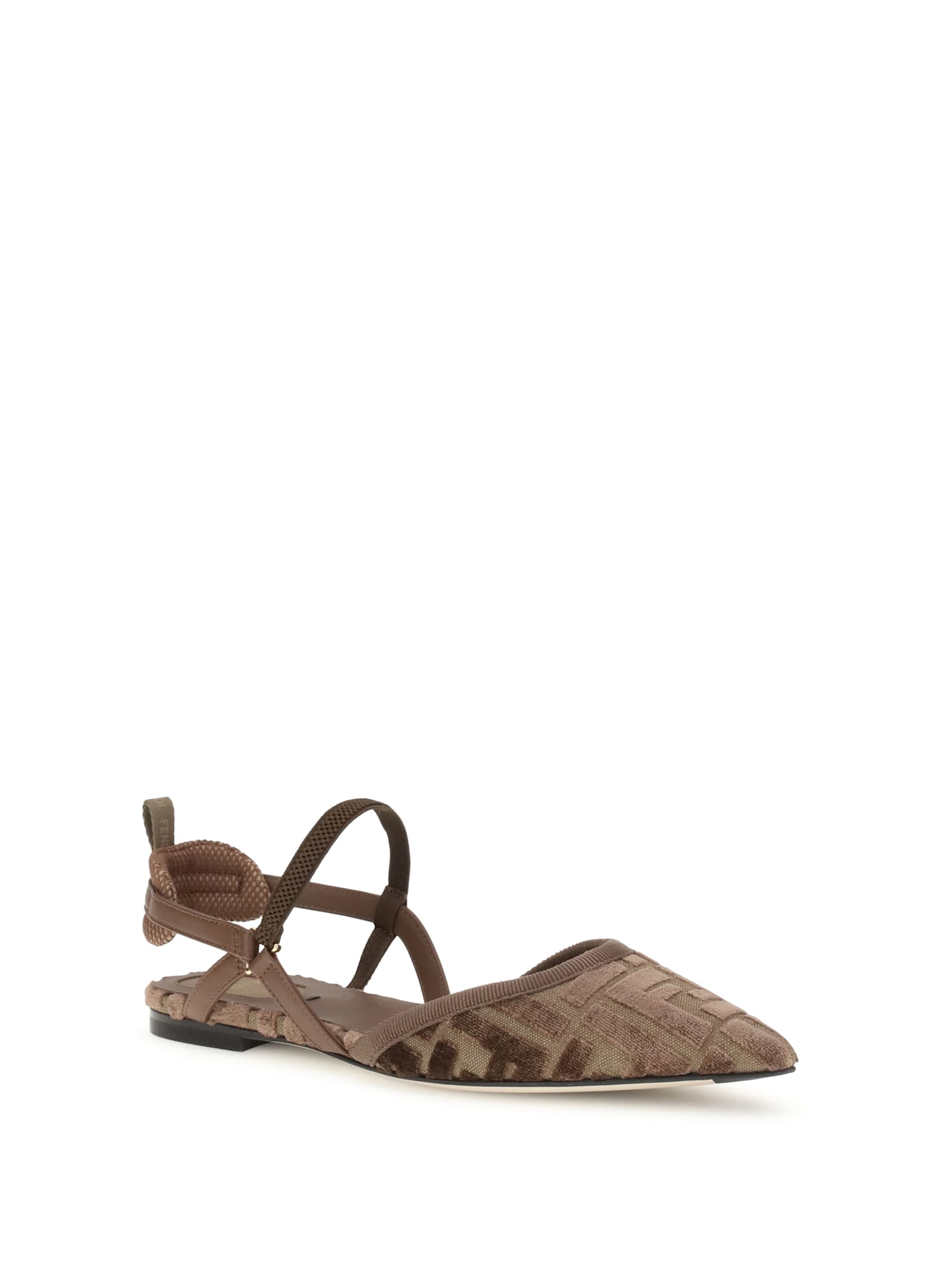 Fendi Colibrì Lite Slingback Ballerinas In Brown