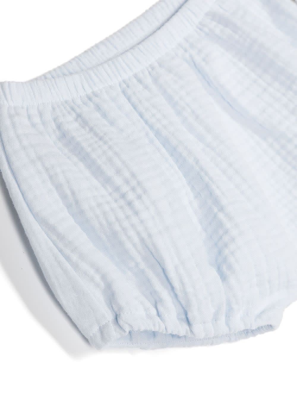 Shop Teddy &amp; Minou Baby Blue Cotton Gauze Shorts