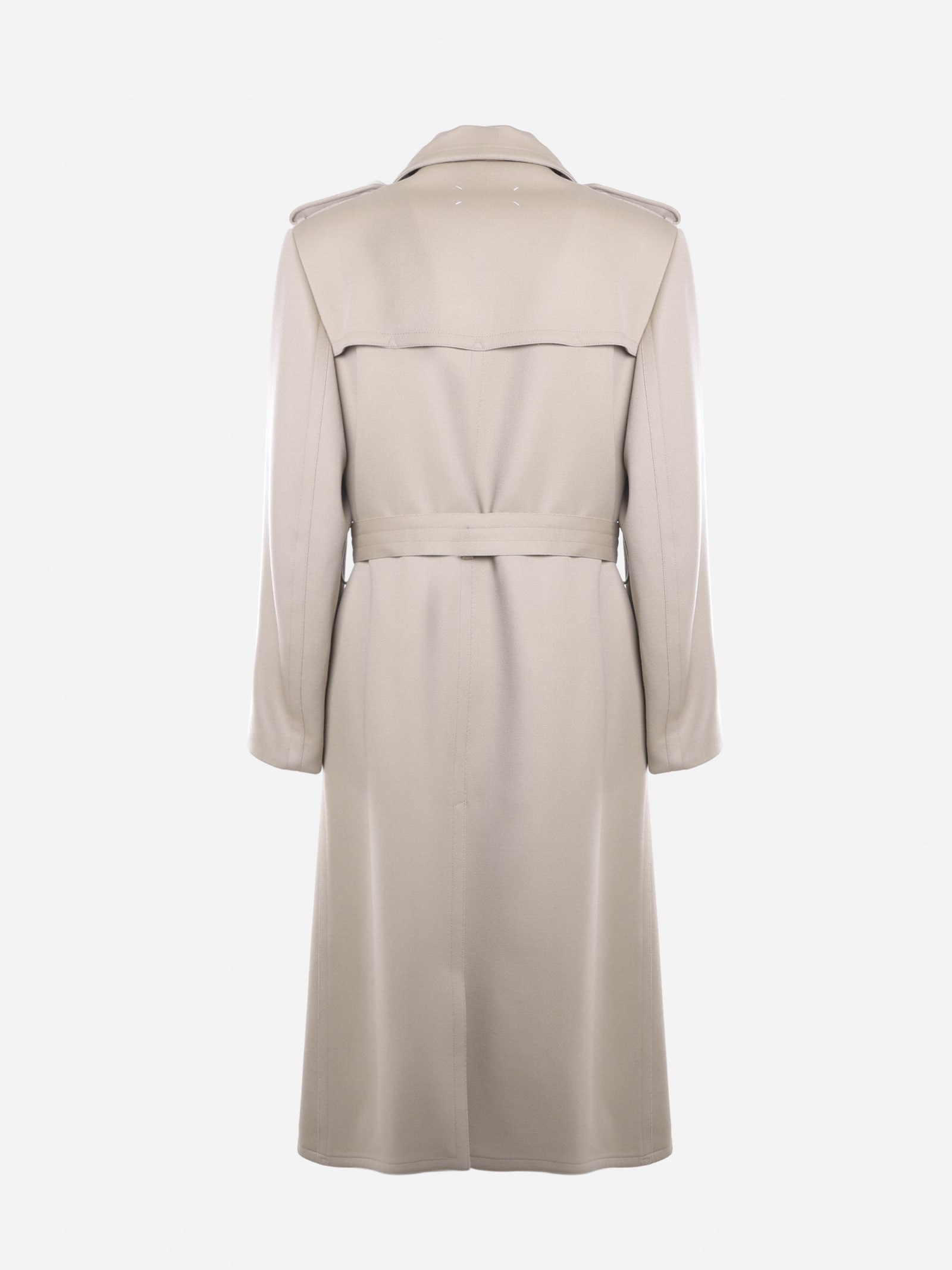Shop Maison Margiela Double-breasted Coat Made Of Wool In Beige