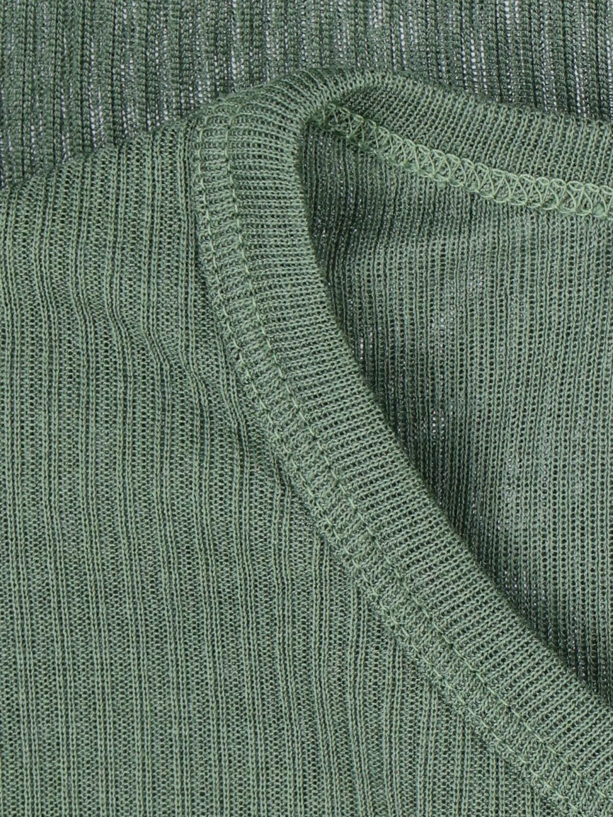 Shop Lemaire Long Sleeved Semi-sheer Ribbed Top In Smoky Green