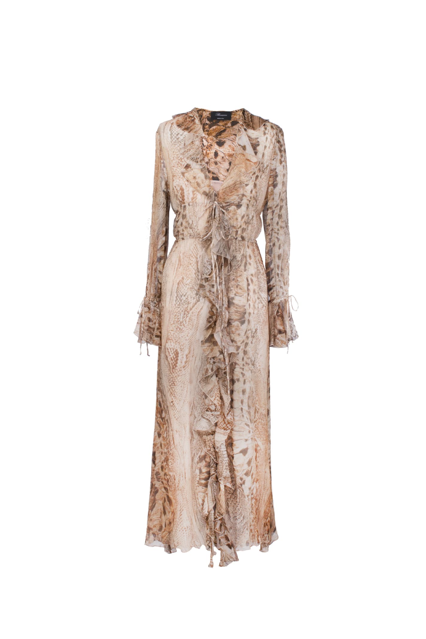 Blumarine Long Dress In Printed Silk
