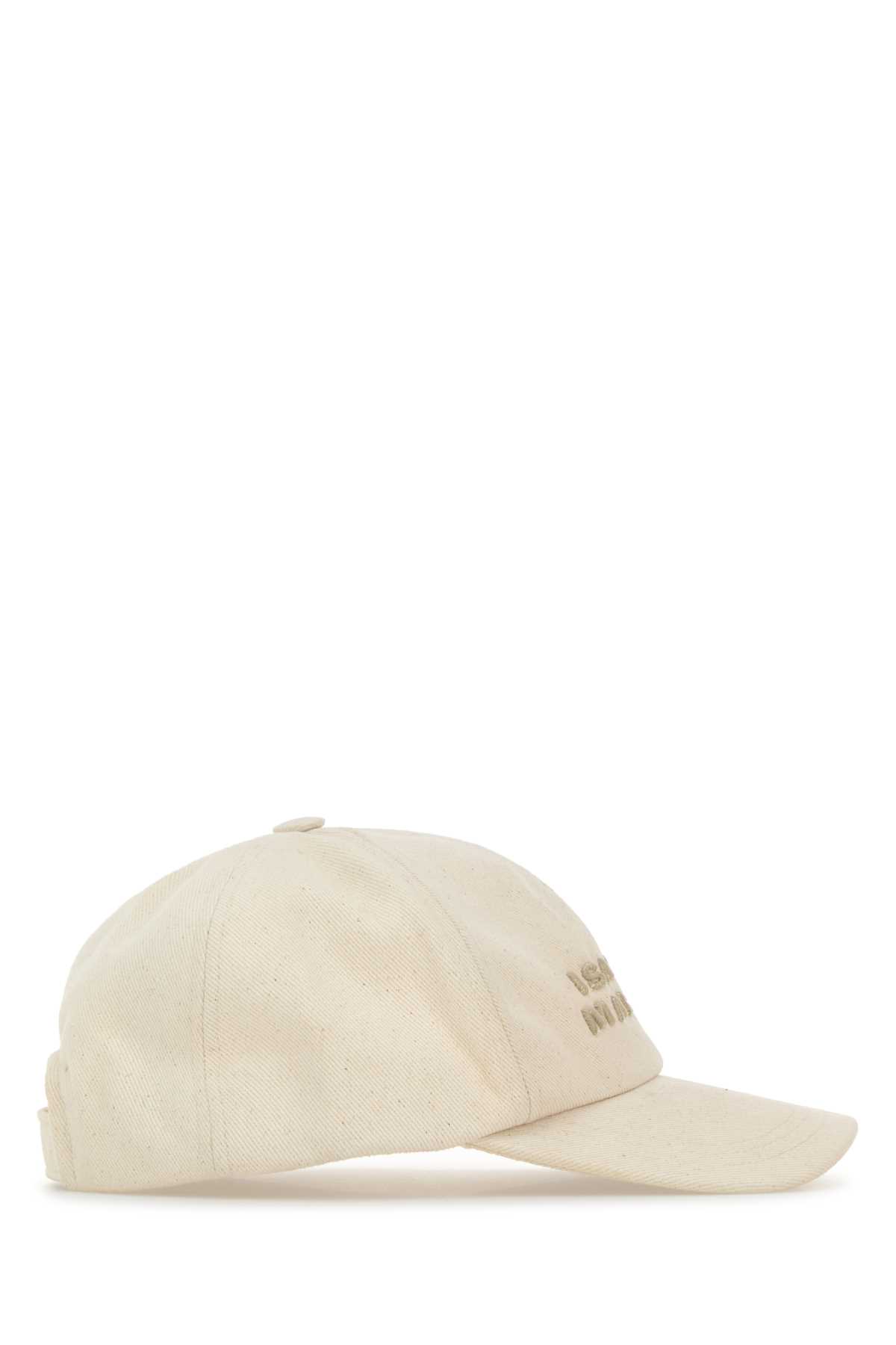Isabel Marant Melange Ivory Cotton Tyron Baseball Cap In Black