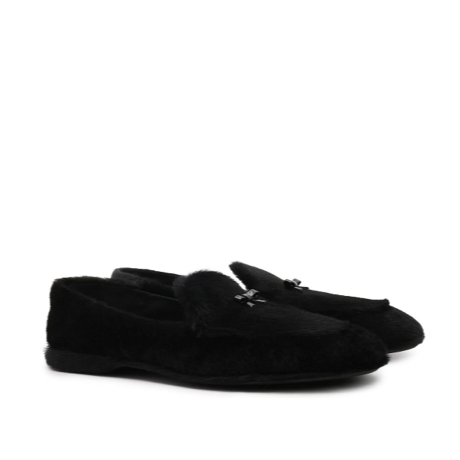 Shop Miu Miu Fur Loafers In Black