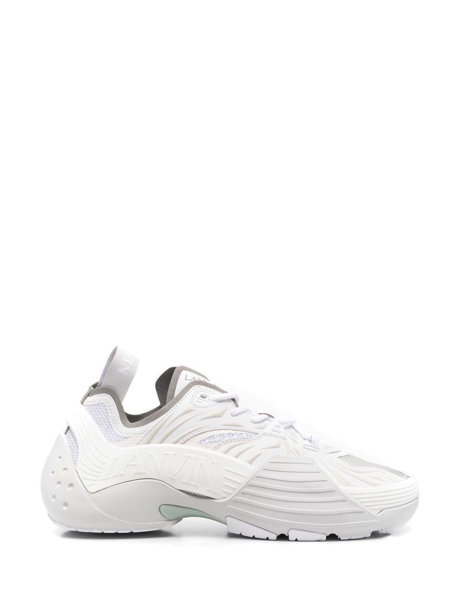 Lanvin Flash-x Mesh Upper Sneakers With Textured Panels In Bianco