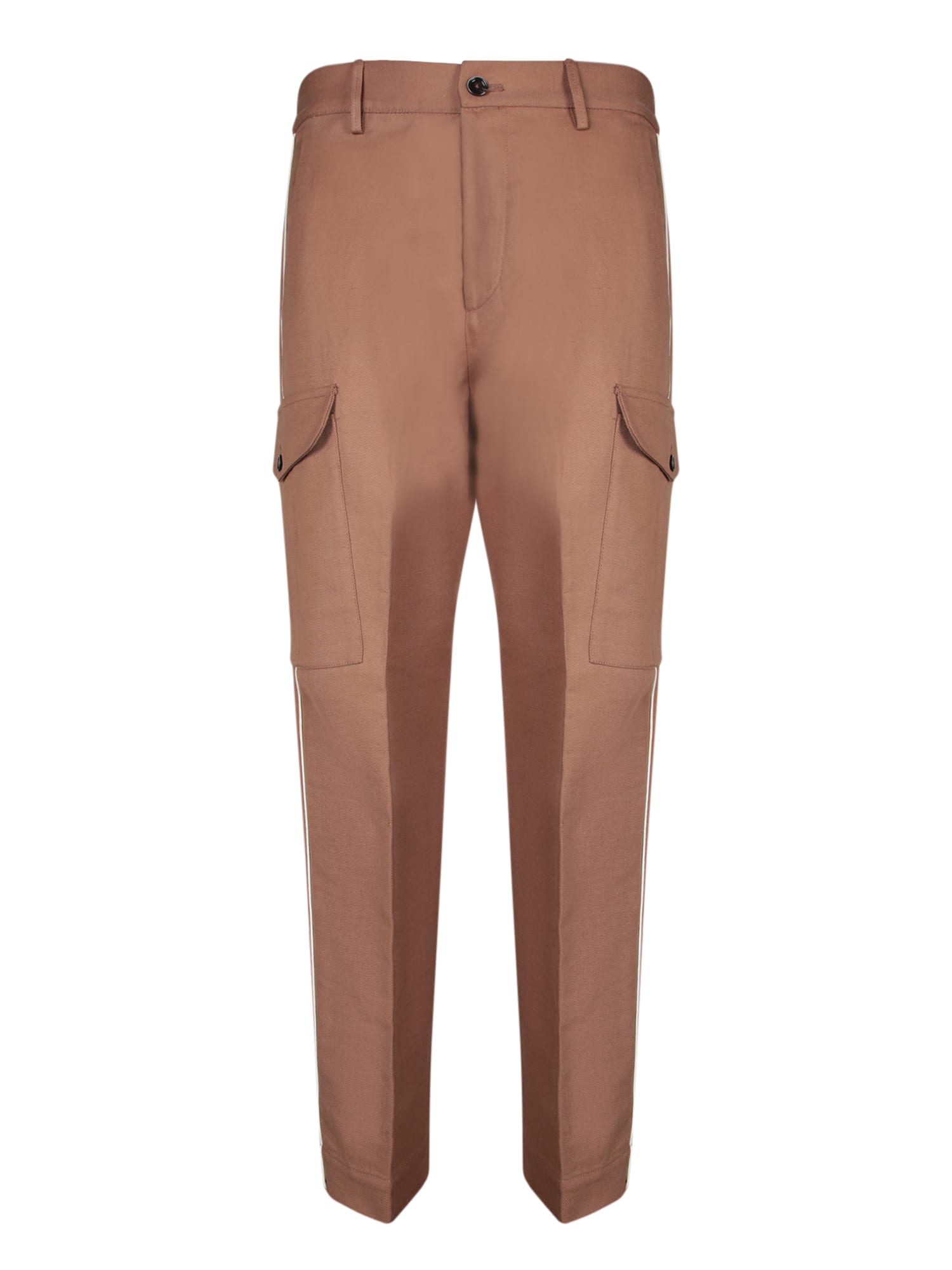 Brown Linen Cargo Trousers