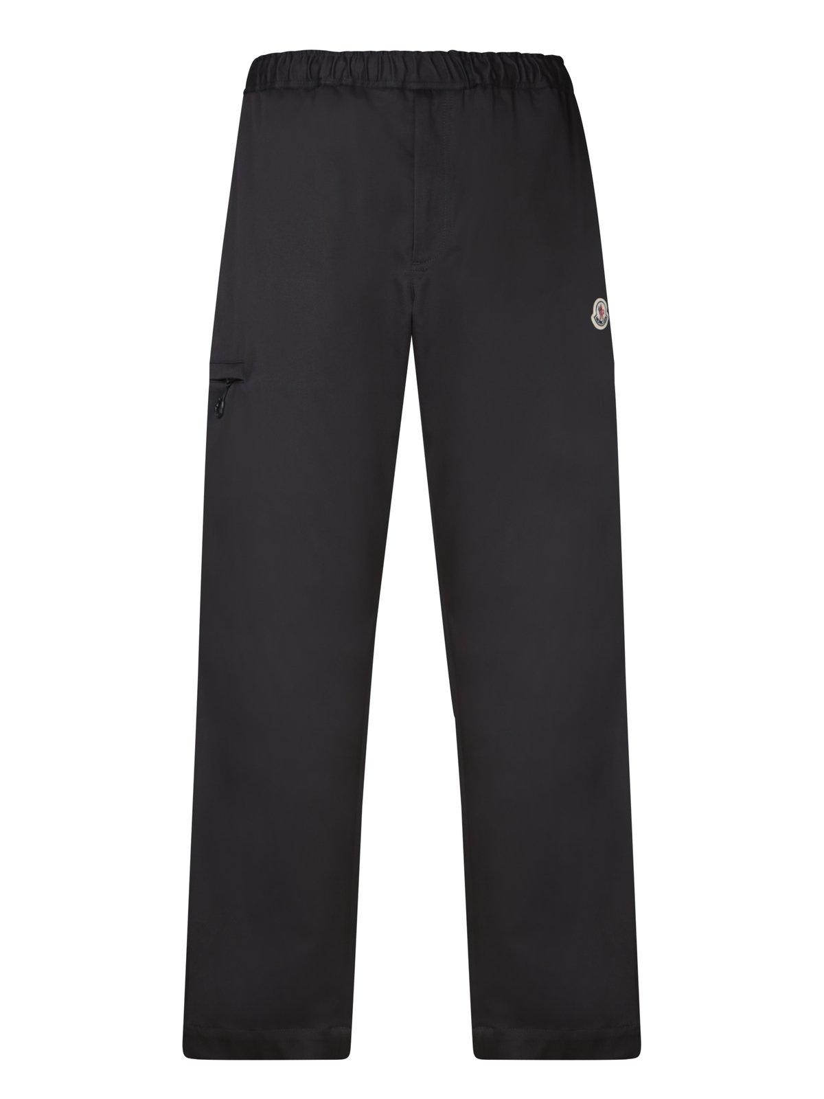 Shop Moncler Logo Embroidered Straight Leg Trousers