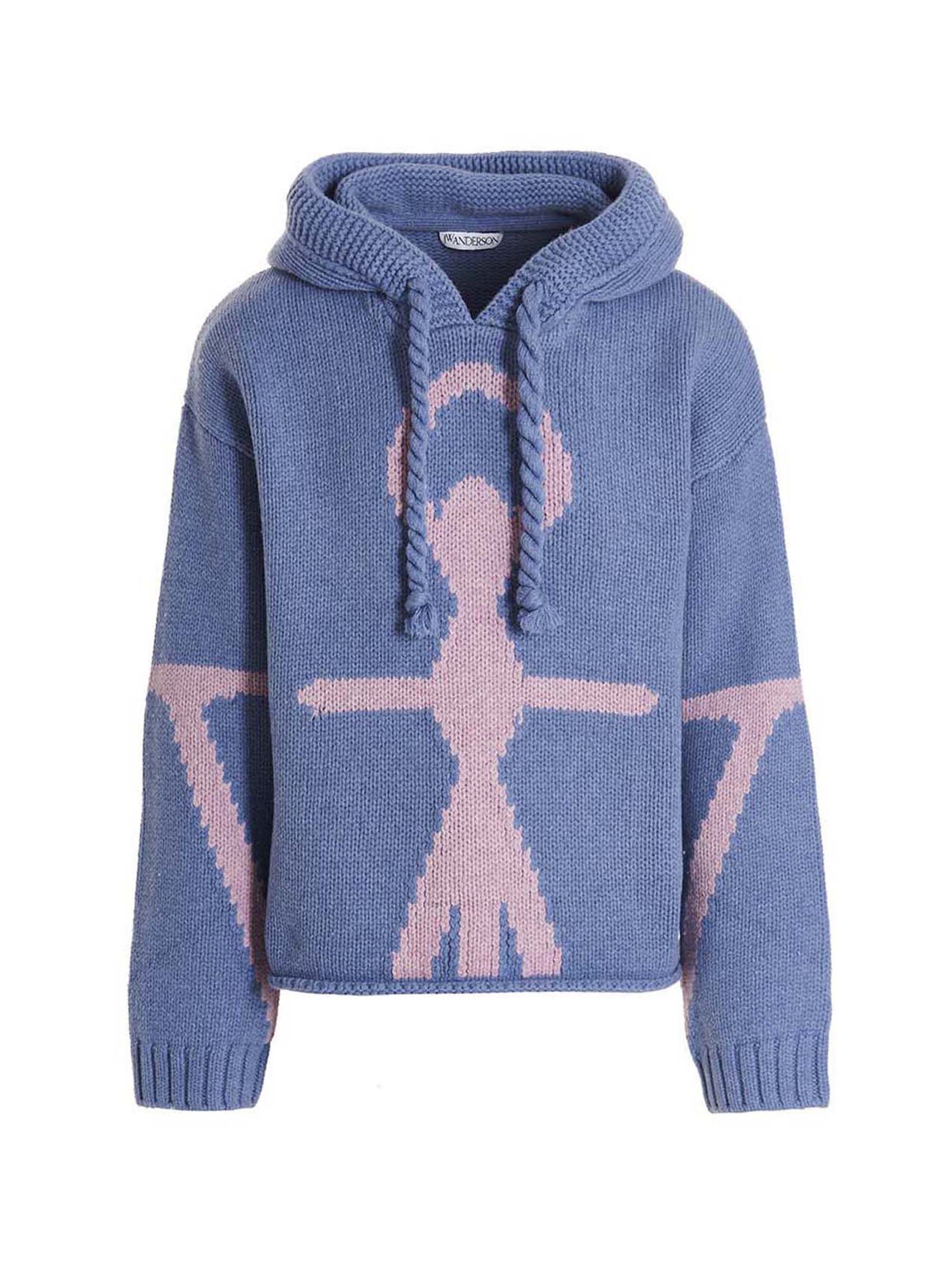 Jw Anderson Anchor Logo-detail Hoodie In Light Blue