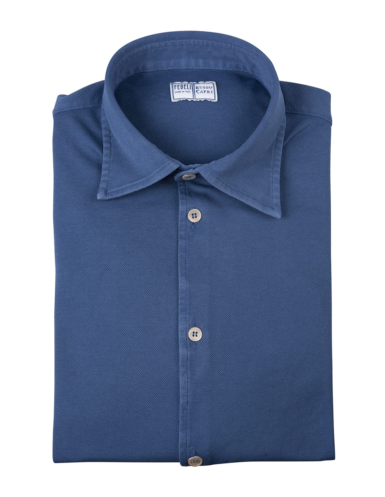Shop Fedeli Teorema Shirt In Cobalt Blue Cotton Piqué