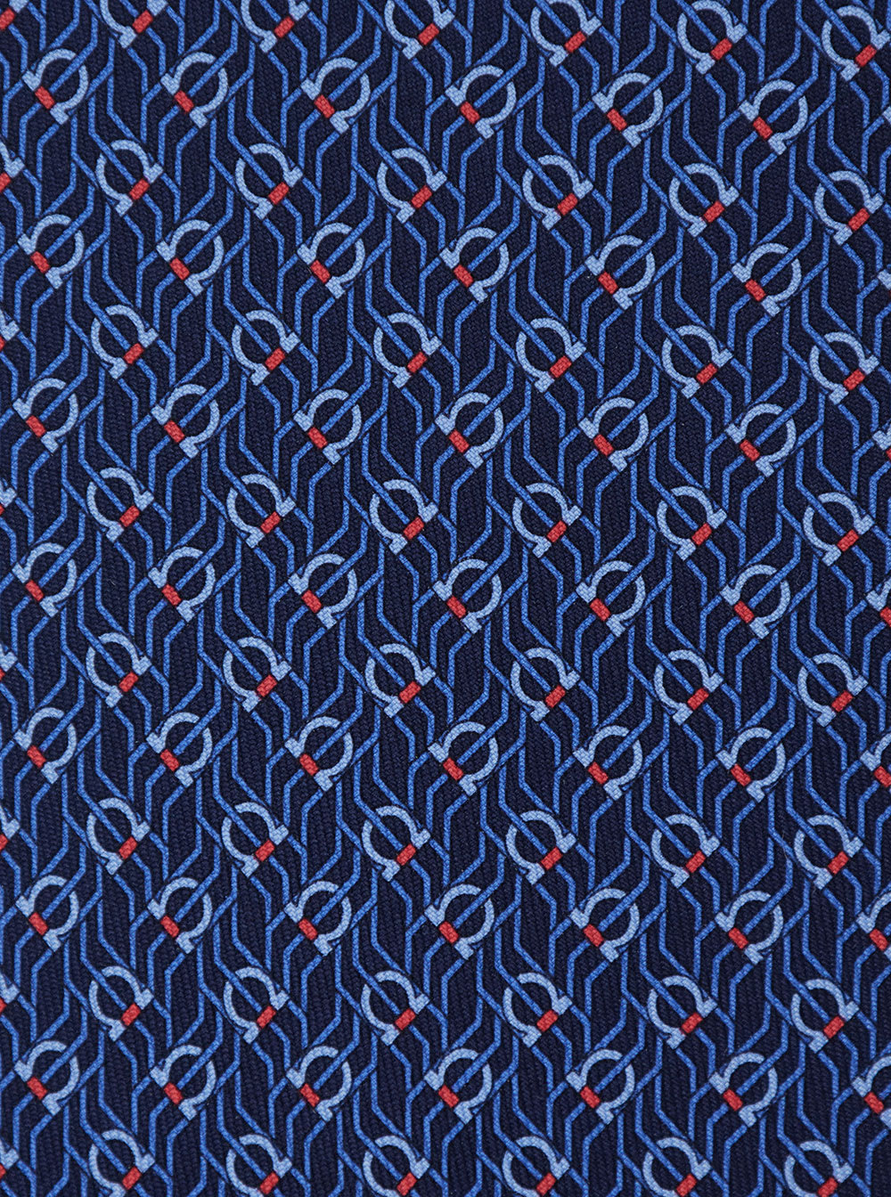 Shop Ferragamo Blue Tie With Gancini Print In Silk Man In Navy