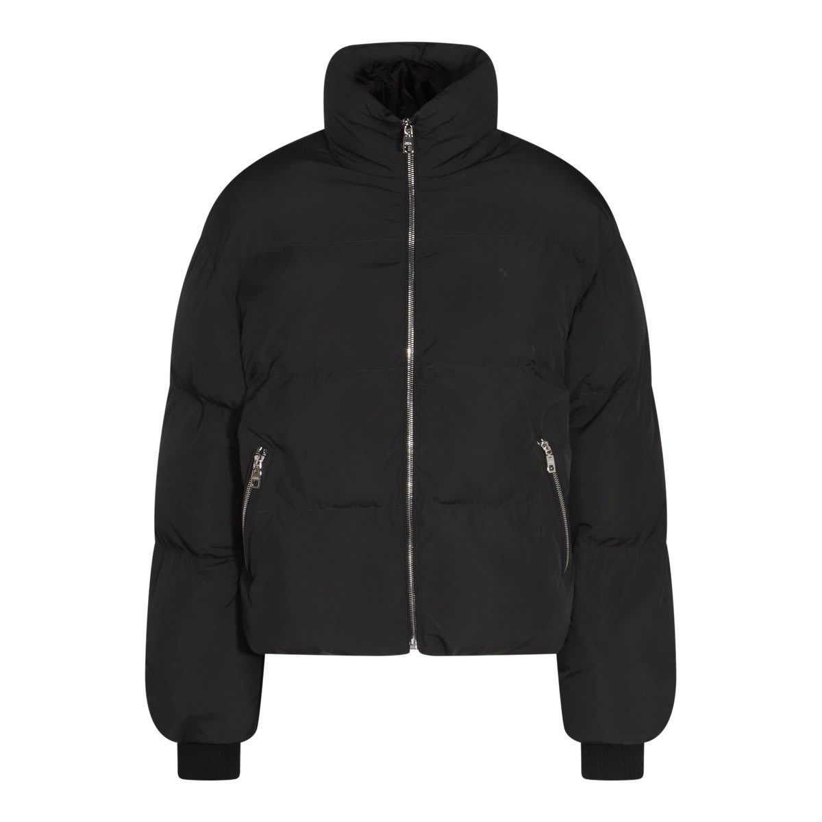 Shop Dolce & Gabbana Branded Tag Cropped Down Jacket In Black