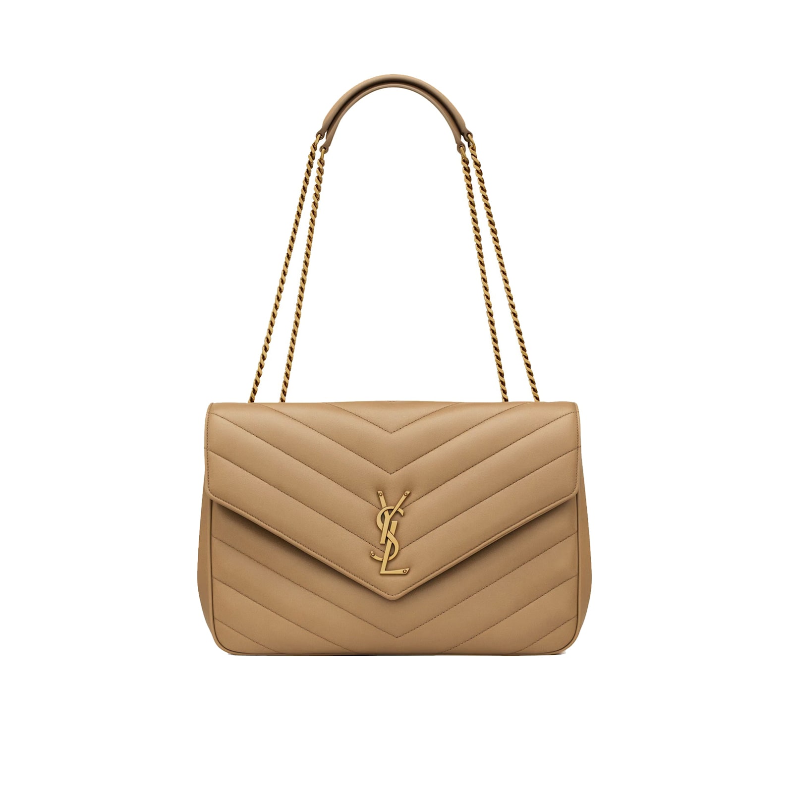 Saint Laurent Loulou Large Shoulder Bag In Sand