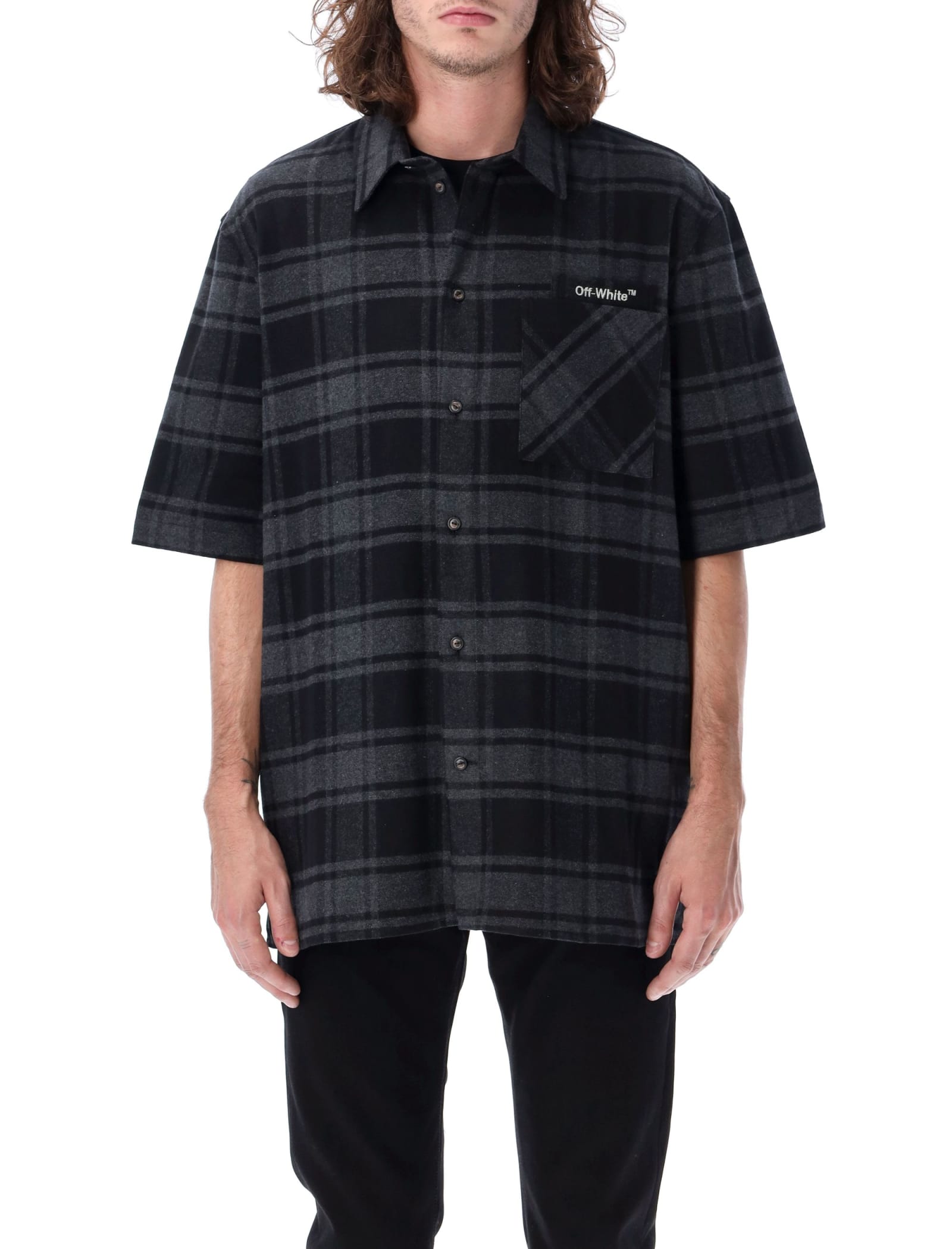 Off-White Outline Arrow Flannel Over S/s Shirt | Smart Closet