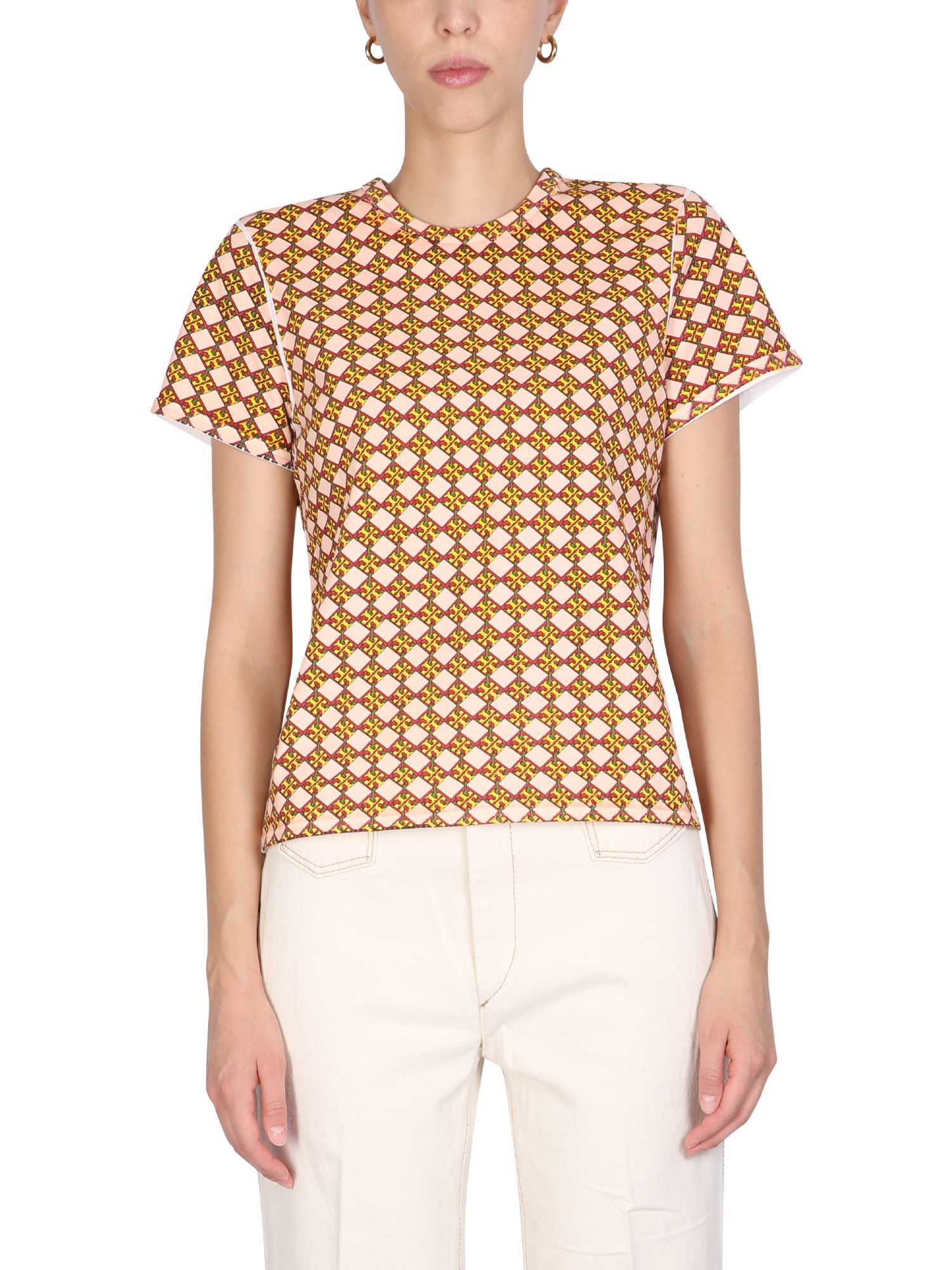 Tory Burch T-shirt With All Over Logo Print