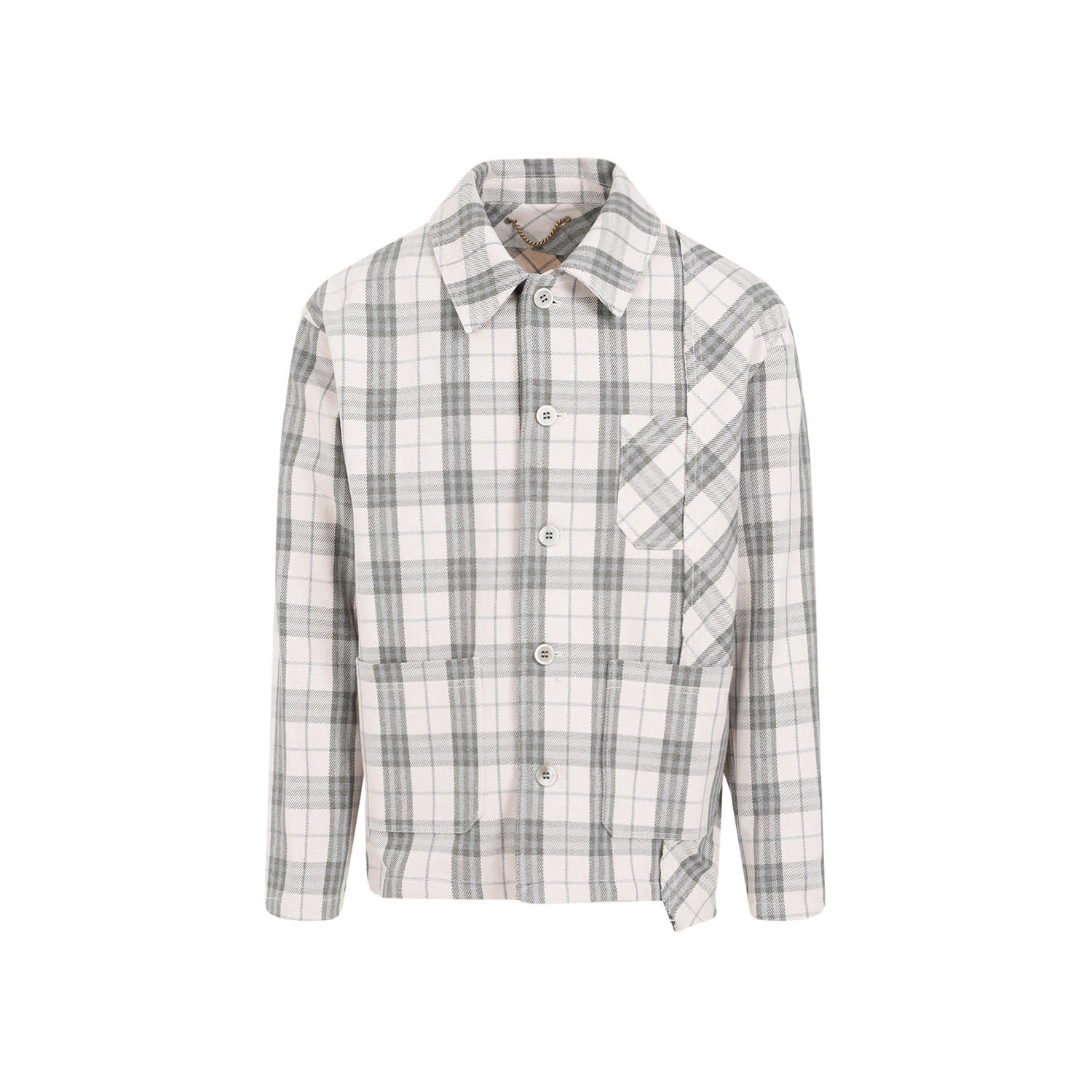 Shop Golden Goose Work Check Shirt In Ecru Green