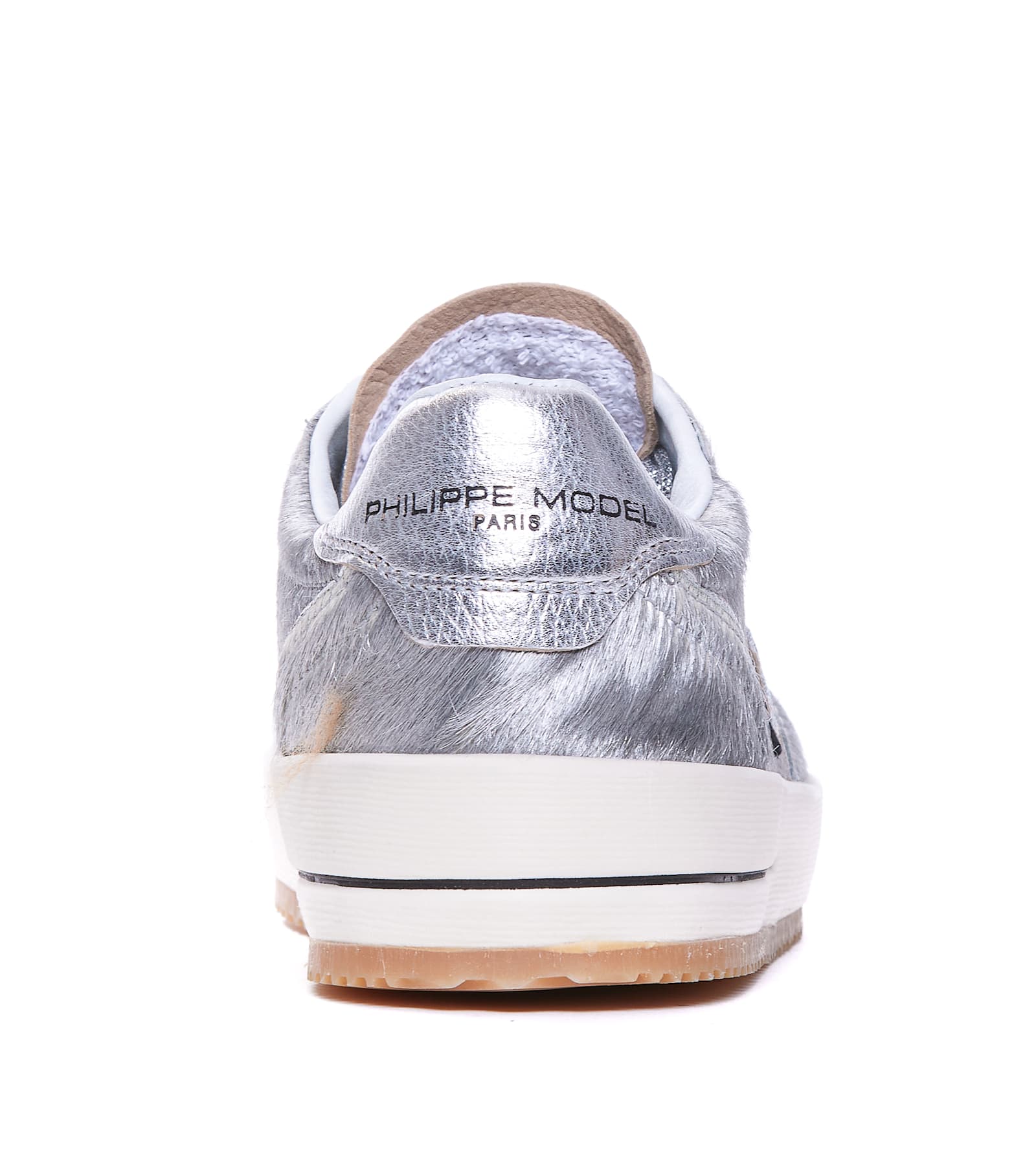 Shop Philippe Model Nice Low Sneakers In Silver