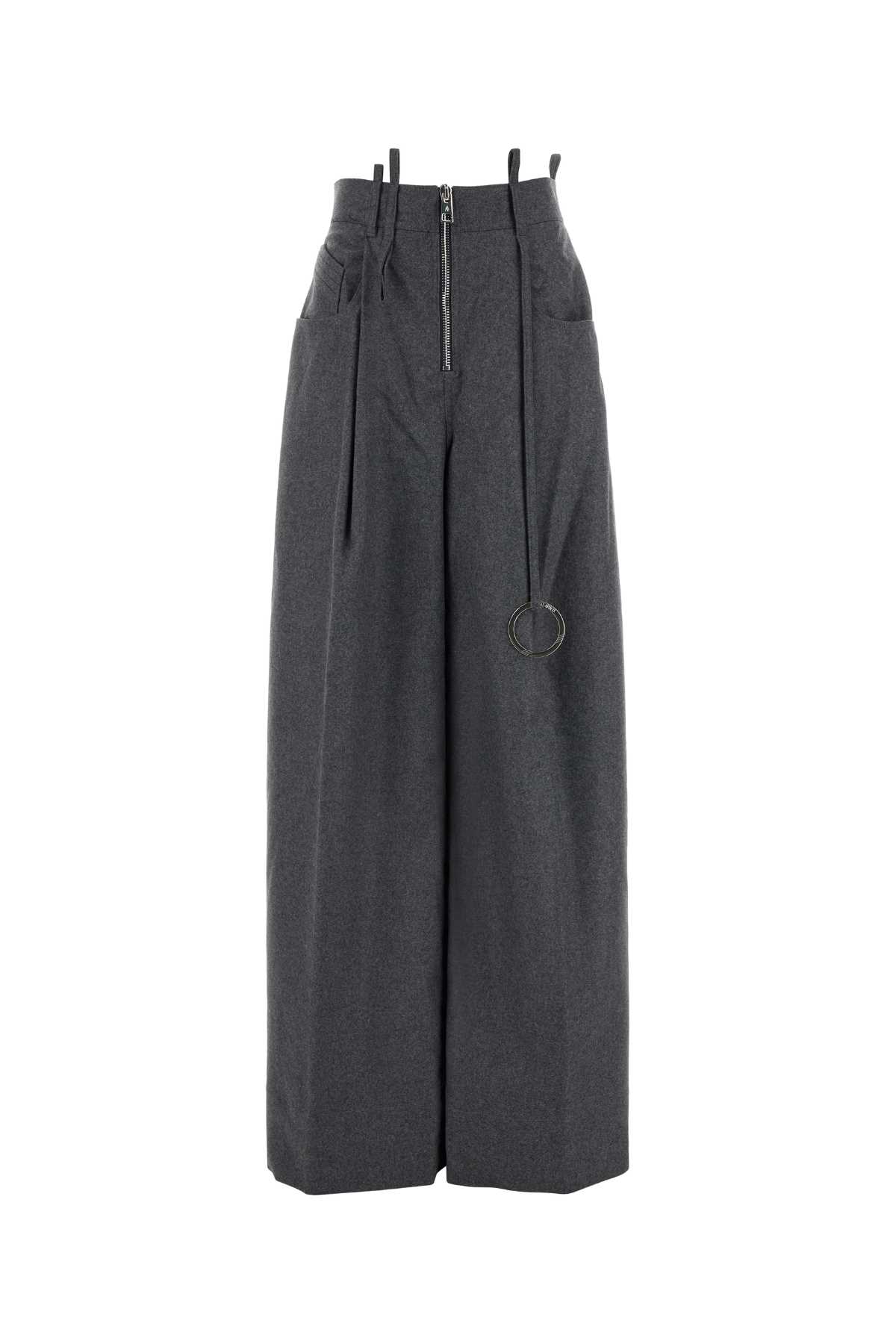 Shop Attico Dark Grey Wool Blend Palazzo Pant