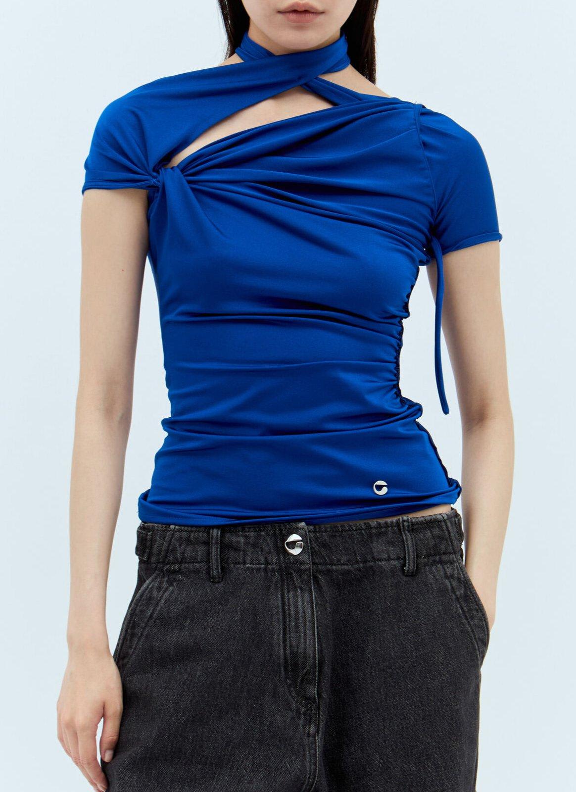 Asymmetric Cut-out Draped Top Top