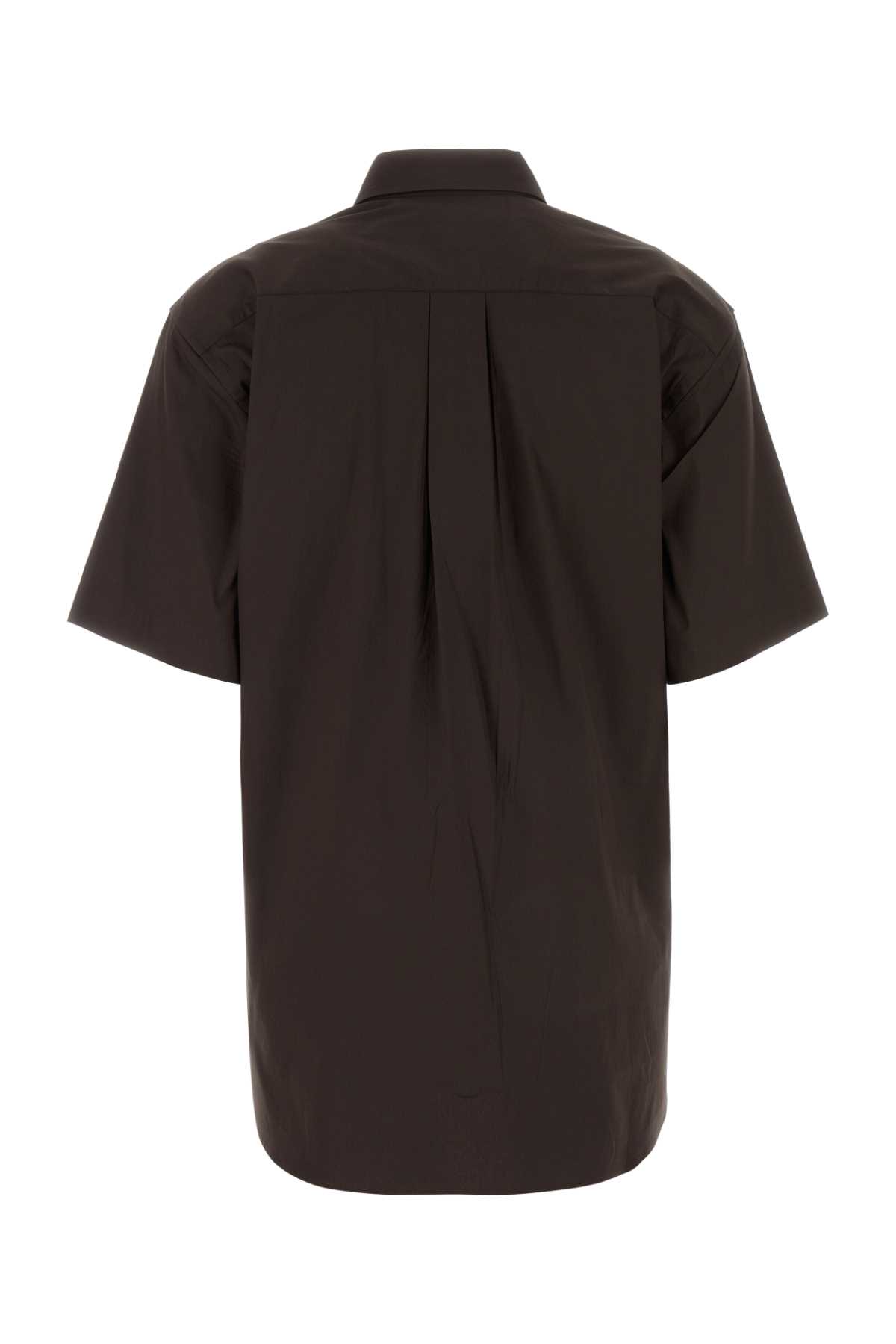 Prada Camicia In Popeline Stretch Marrone  Donna In Brown
