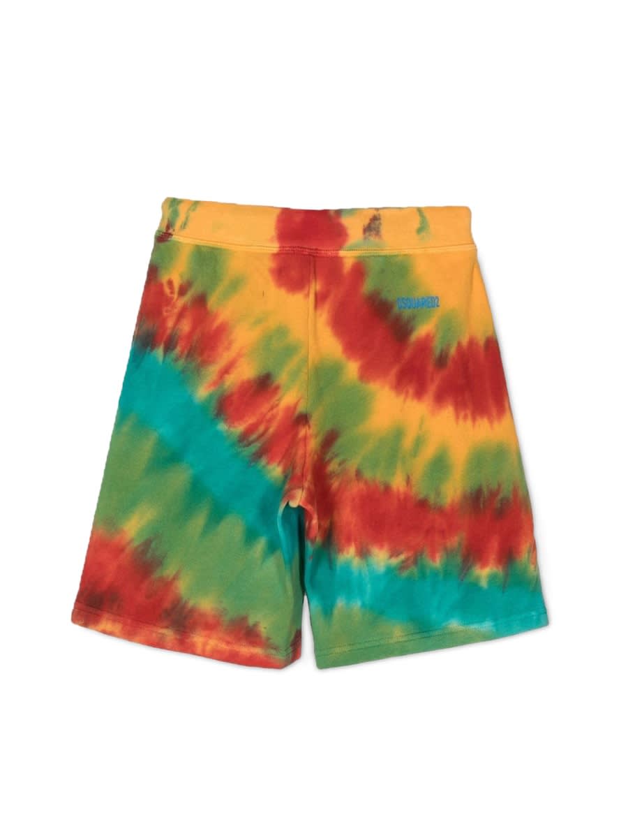 Dsquared2 Logo Tie Dye Bermuda Shorts In Multicolour
