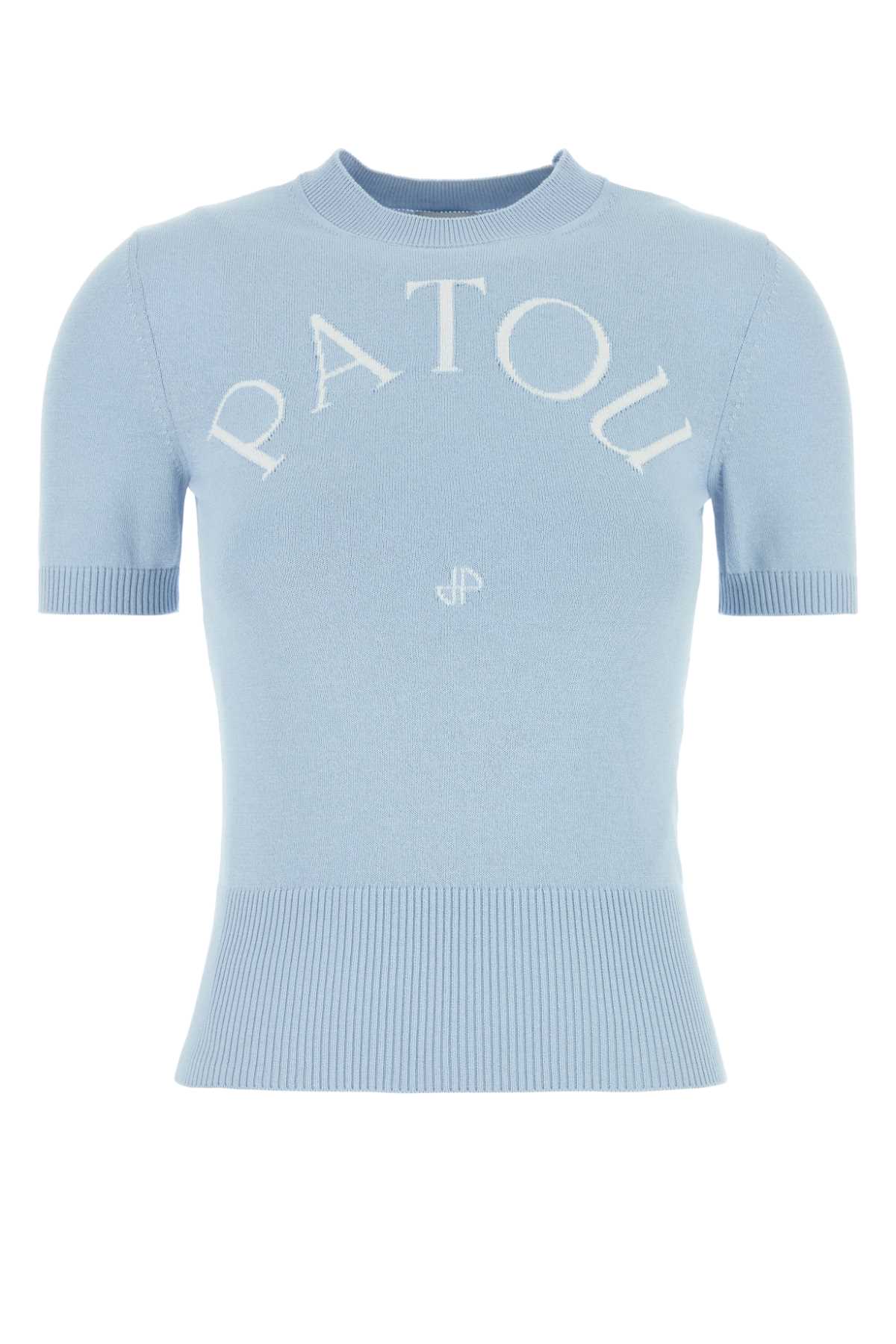 Light Blue Cotton Blend T-shirt