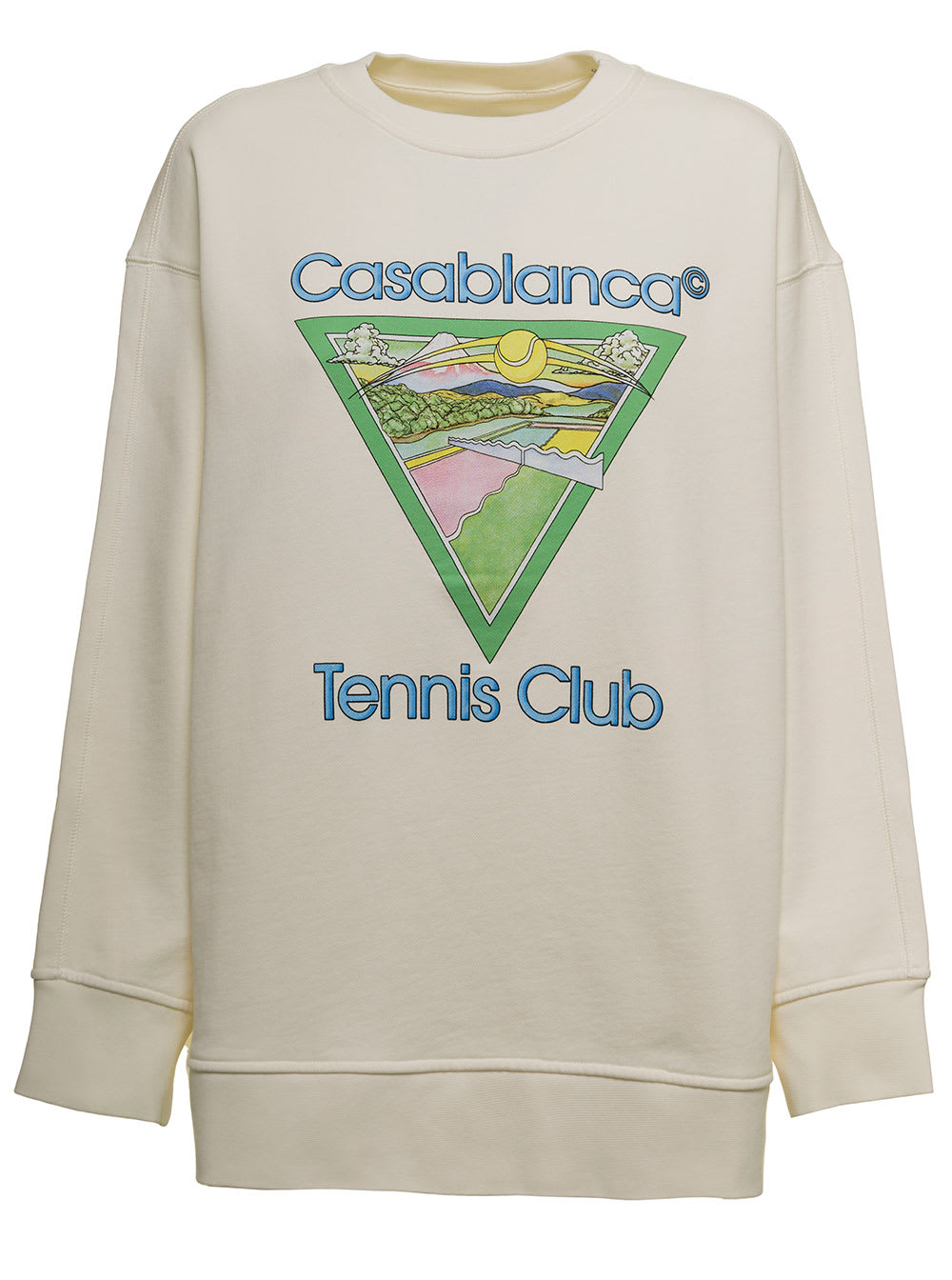 Casablanca White Boyfriend Jersey Sweatshirt With Print