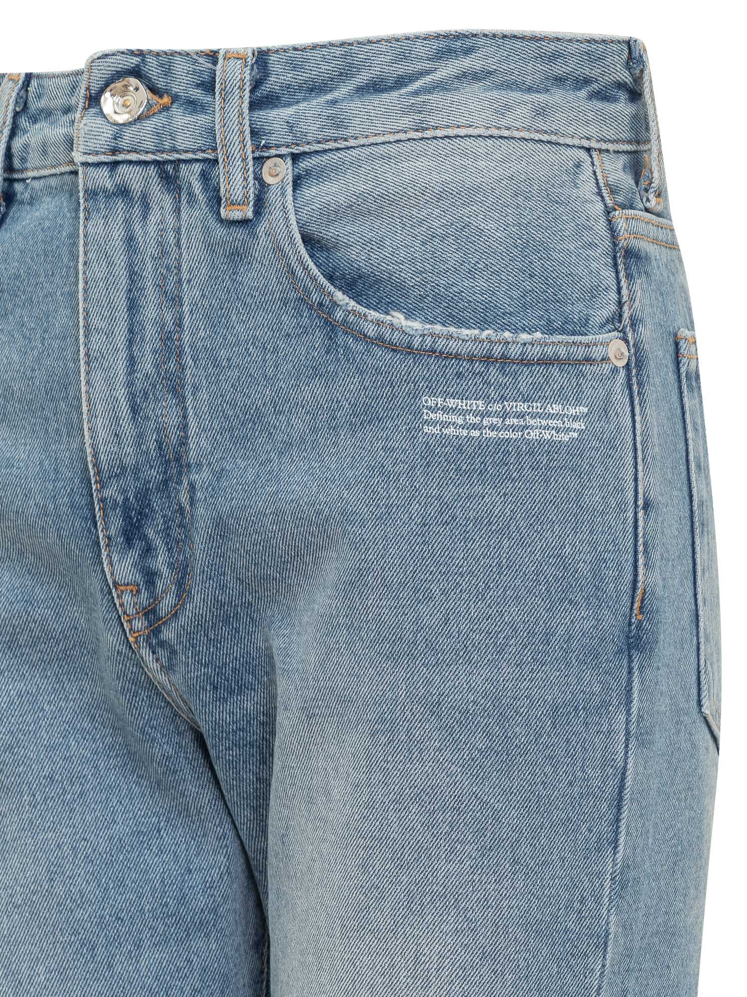 Off-white Corporate 90s Distressed High-rise Slim-leg Jeans In Blue