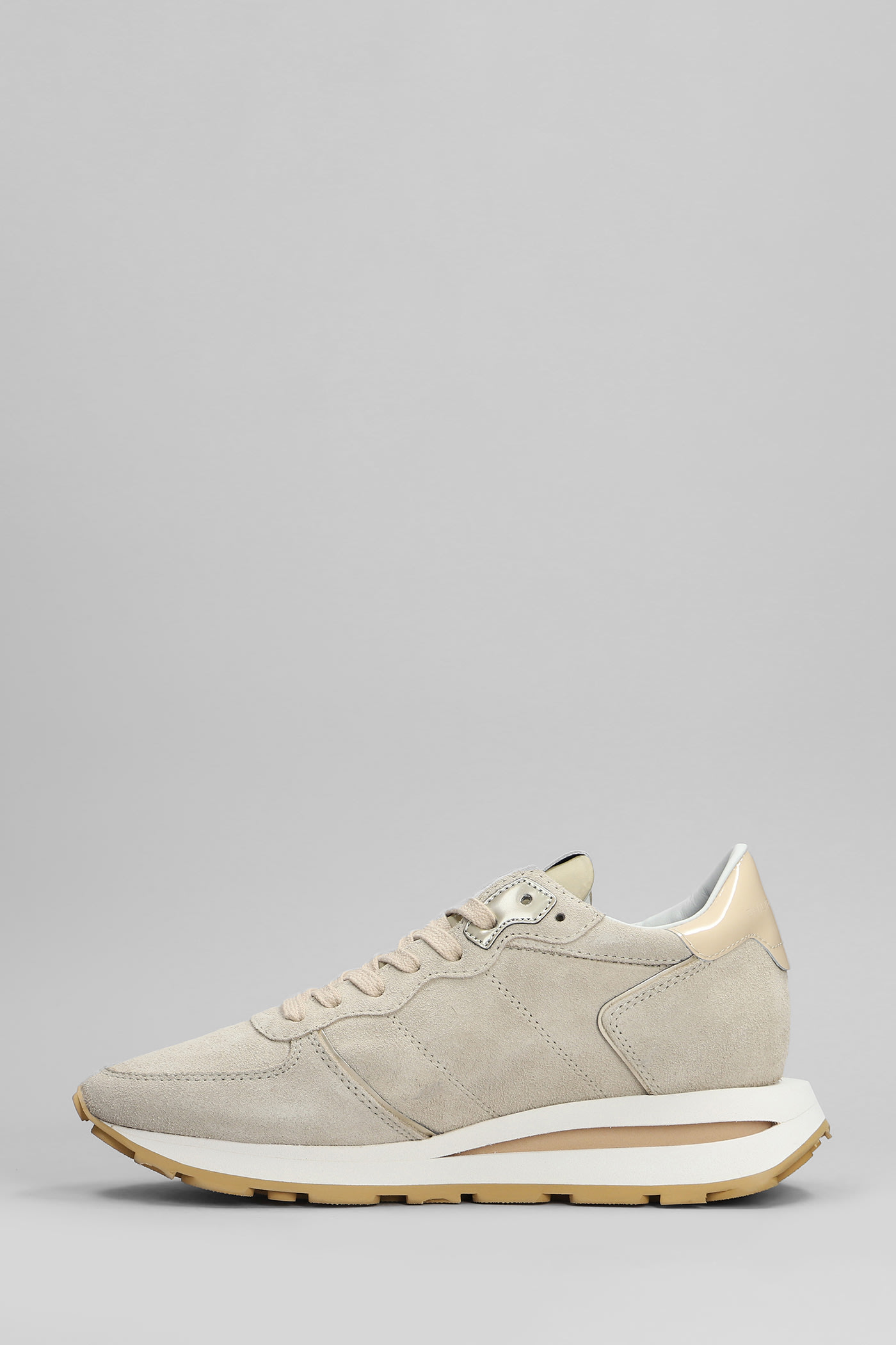 Philippe Model Tropez Haute Sneakers In Beige Suede In Beige