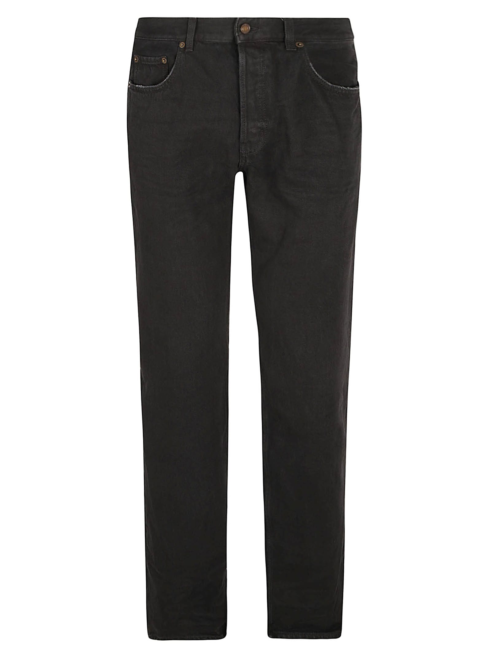Saint Laurent Fitted Buttoned Classic Jeans In Neo Carbon Black