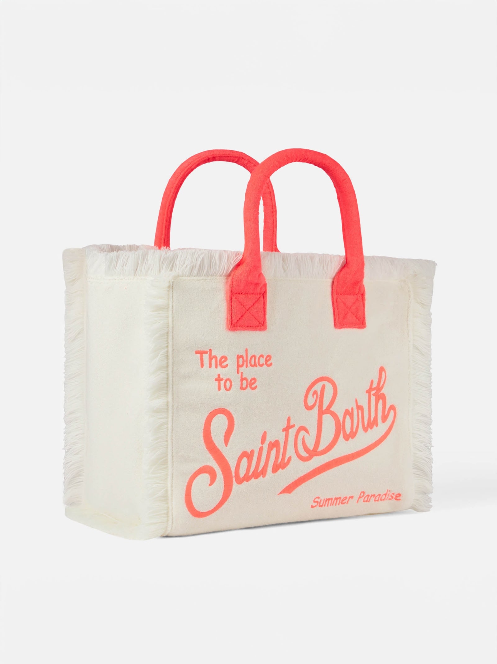 Shop Mc2 Saint Barth Vanity White Terry Shoulder Bag