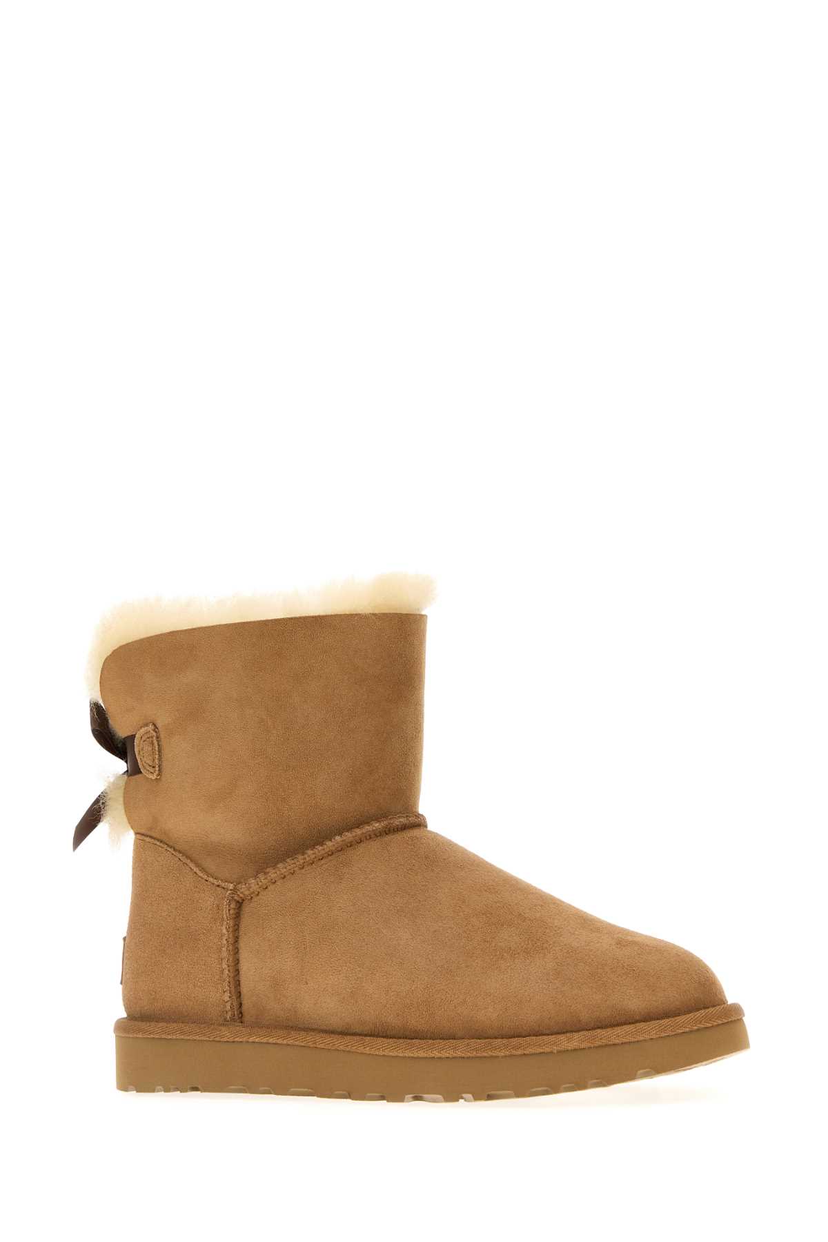 Ugg Camel Suede Mini Bailey Bow Ankle Boots In Multi