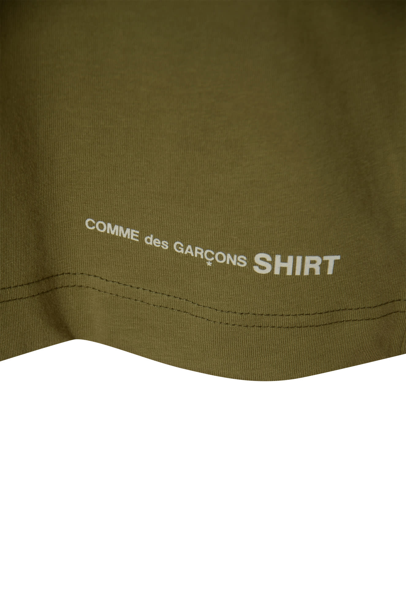 Shop Comme Des Garçons Regular Plain Logo T-shirt In Khaki