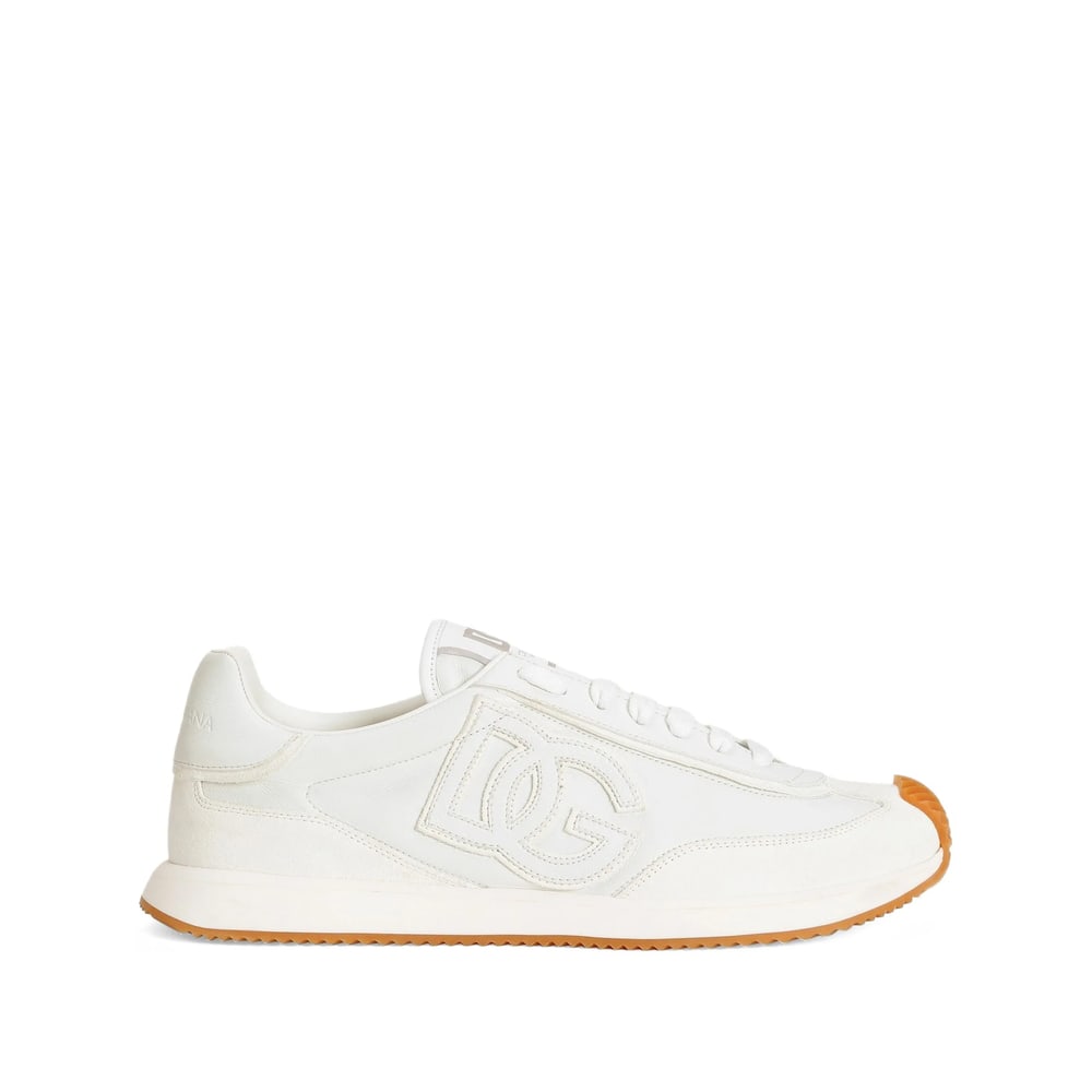 Dolce & Gabbana Men White Low Top Sneakers With Logo Patch On Tongue And Side In Leather Man