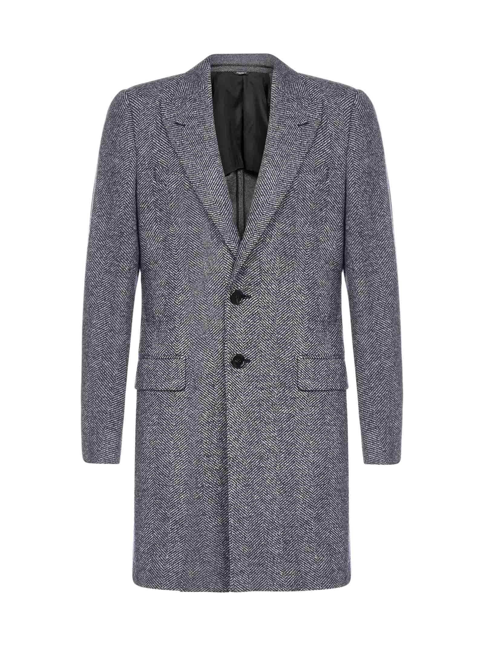 Dolce & Gabbana Chevron Wool Tailored Coat