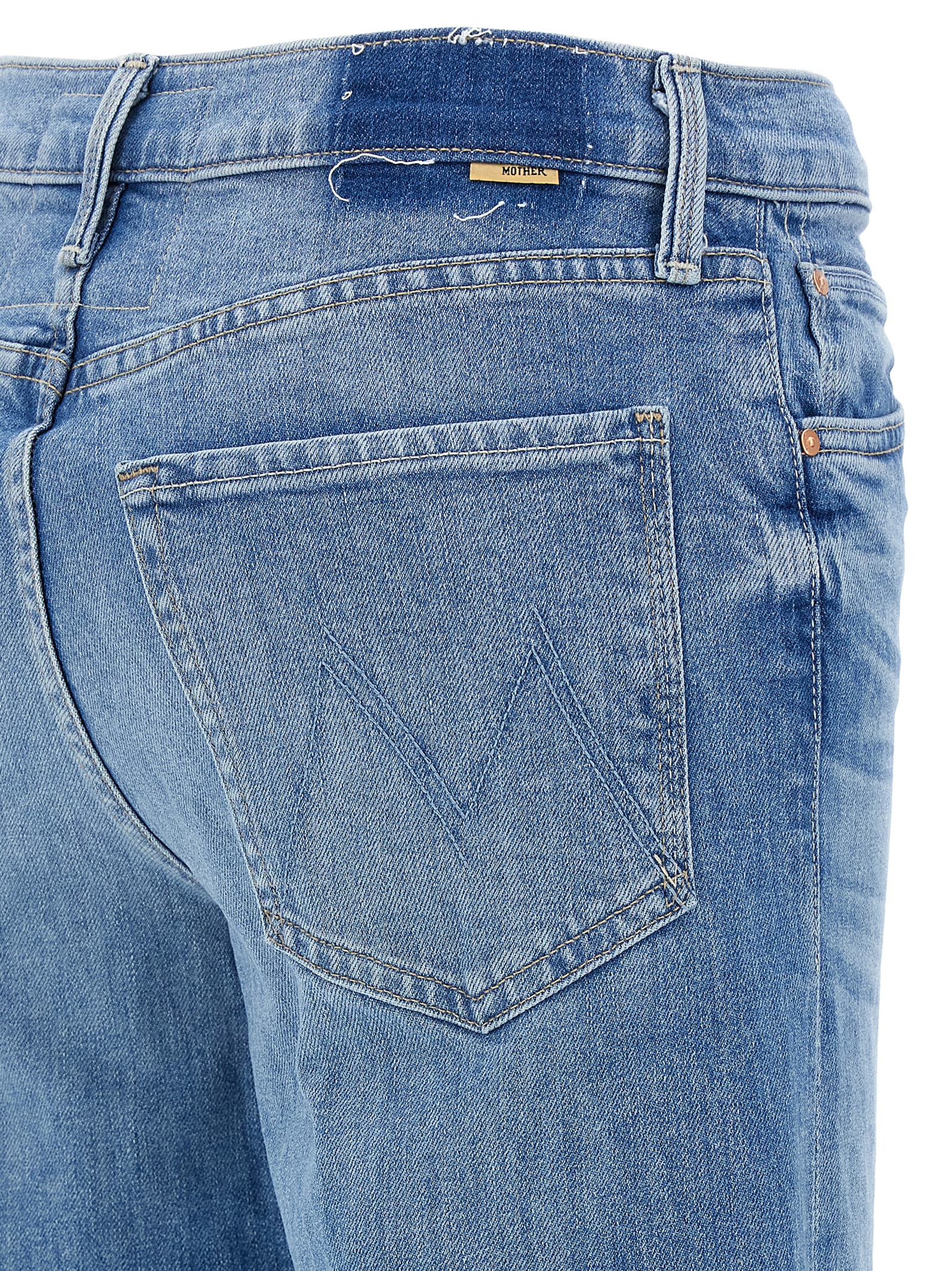 Mother The Twister Sneak Frayed Hems Flared Wide Leg Jeans In Light Blue