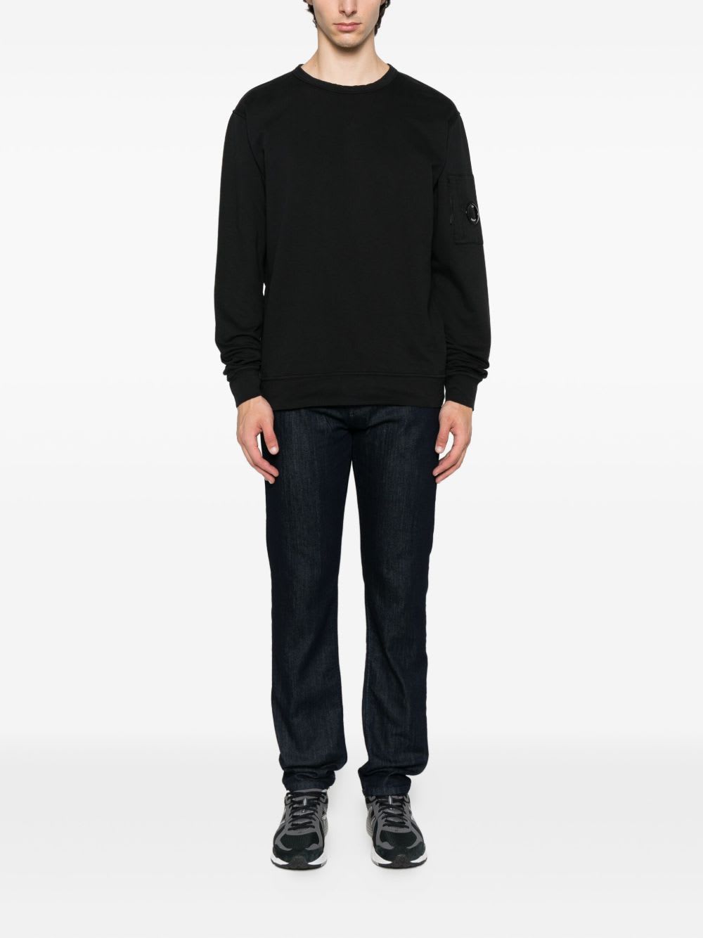 C.p. Company C.p.company Logo Cotton Crewneck Sweatshirt In Black