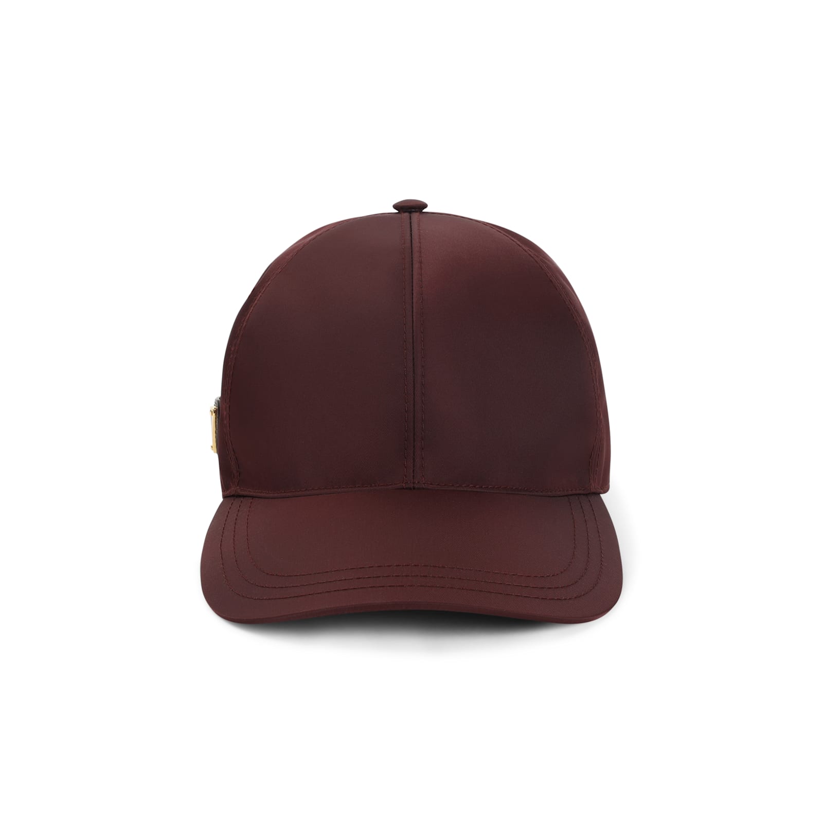 Prada Nylon Baseball Cap Panel Construction Visor Brim In Burgundy